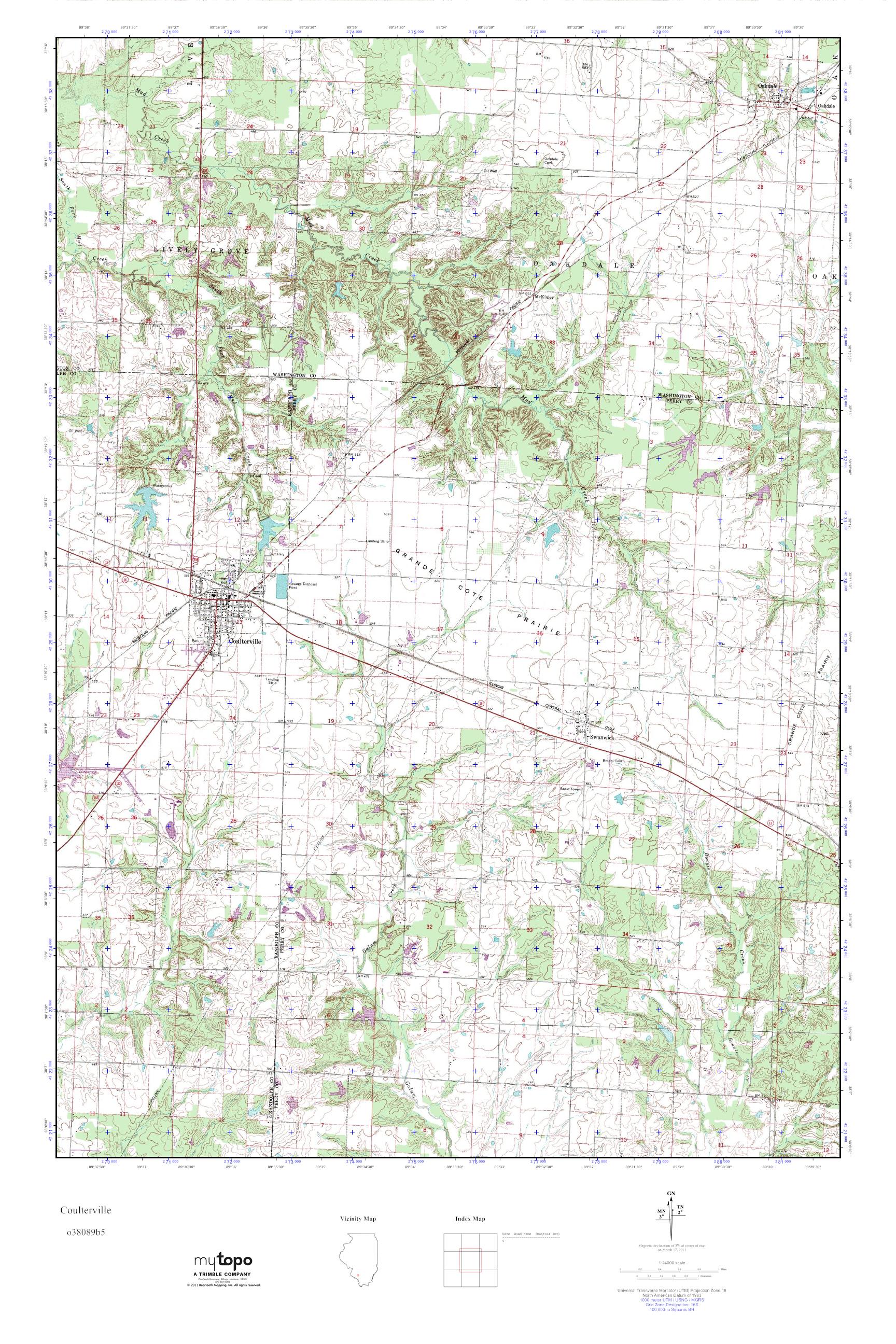 MyTopo Coulterville, Illinois USGS Quad Topo Map