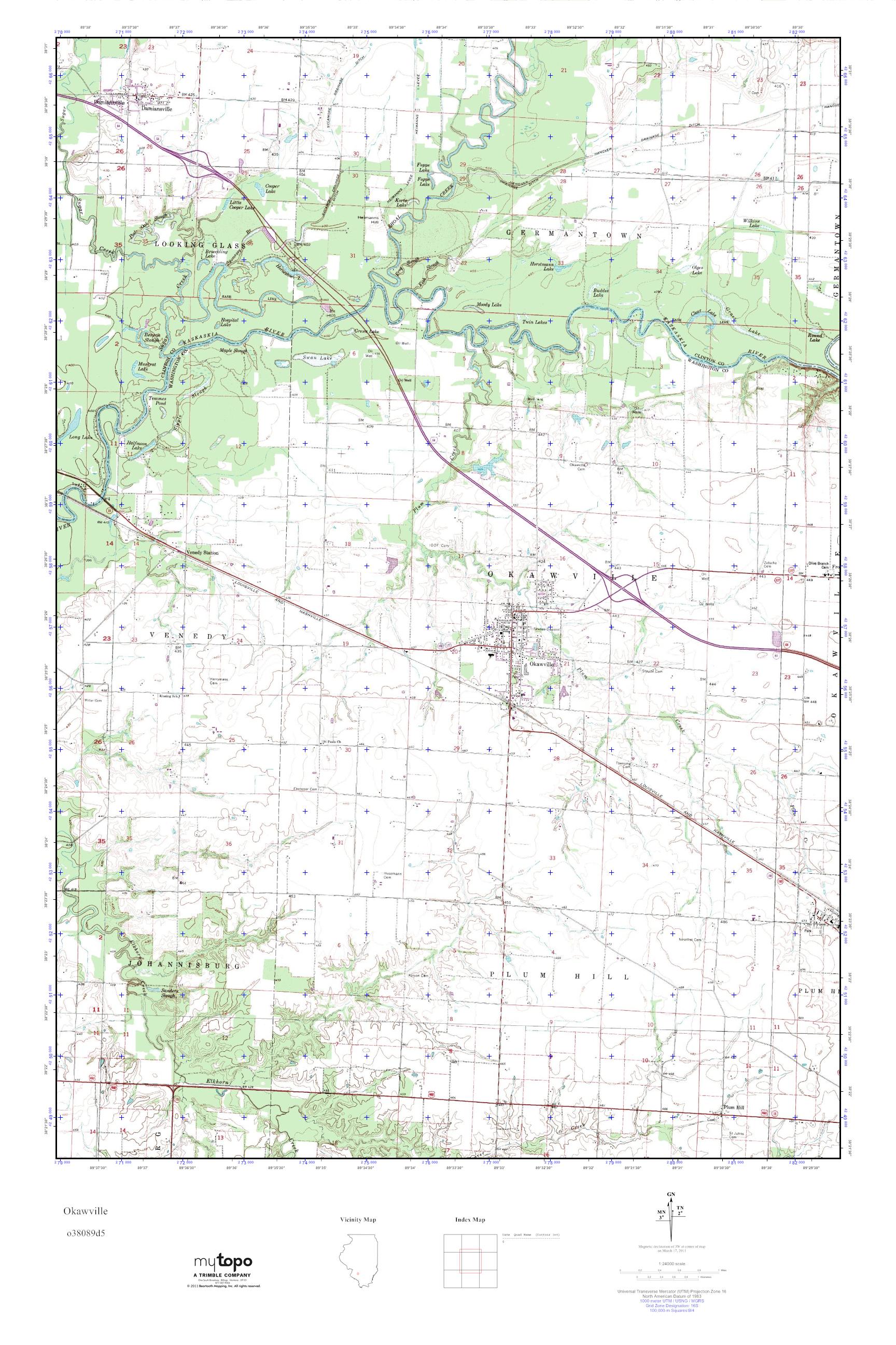 MyTopo Okawville, Illinois USGS Quad Topo Map