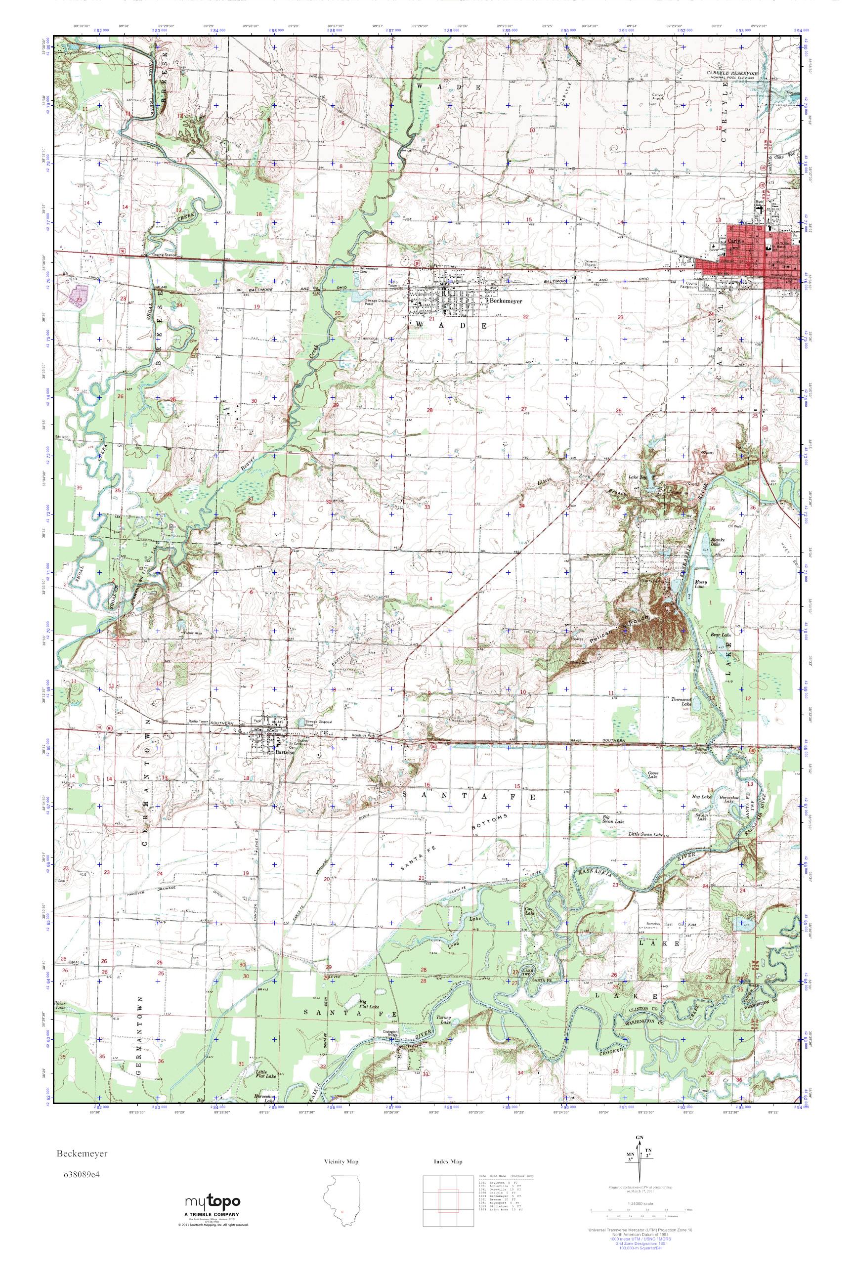 MyTopo Beckemeyer, Illinois USGS Quad Topo Map
