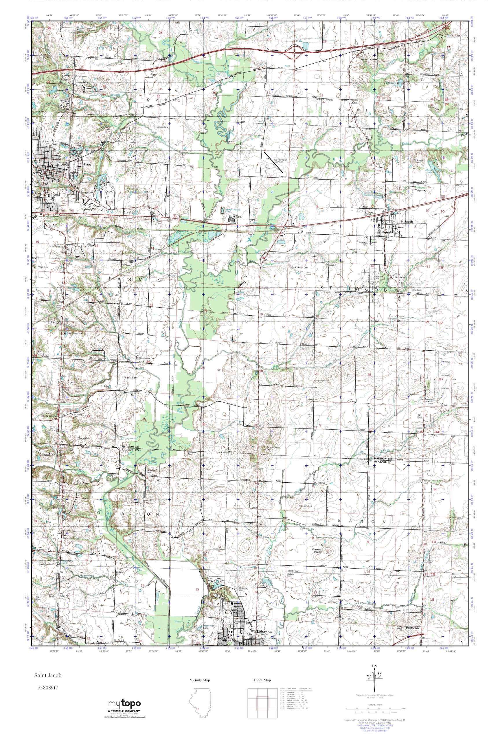 MyTopo Saint Jacob, Illinois USGS Quad Topo Map
