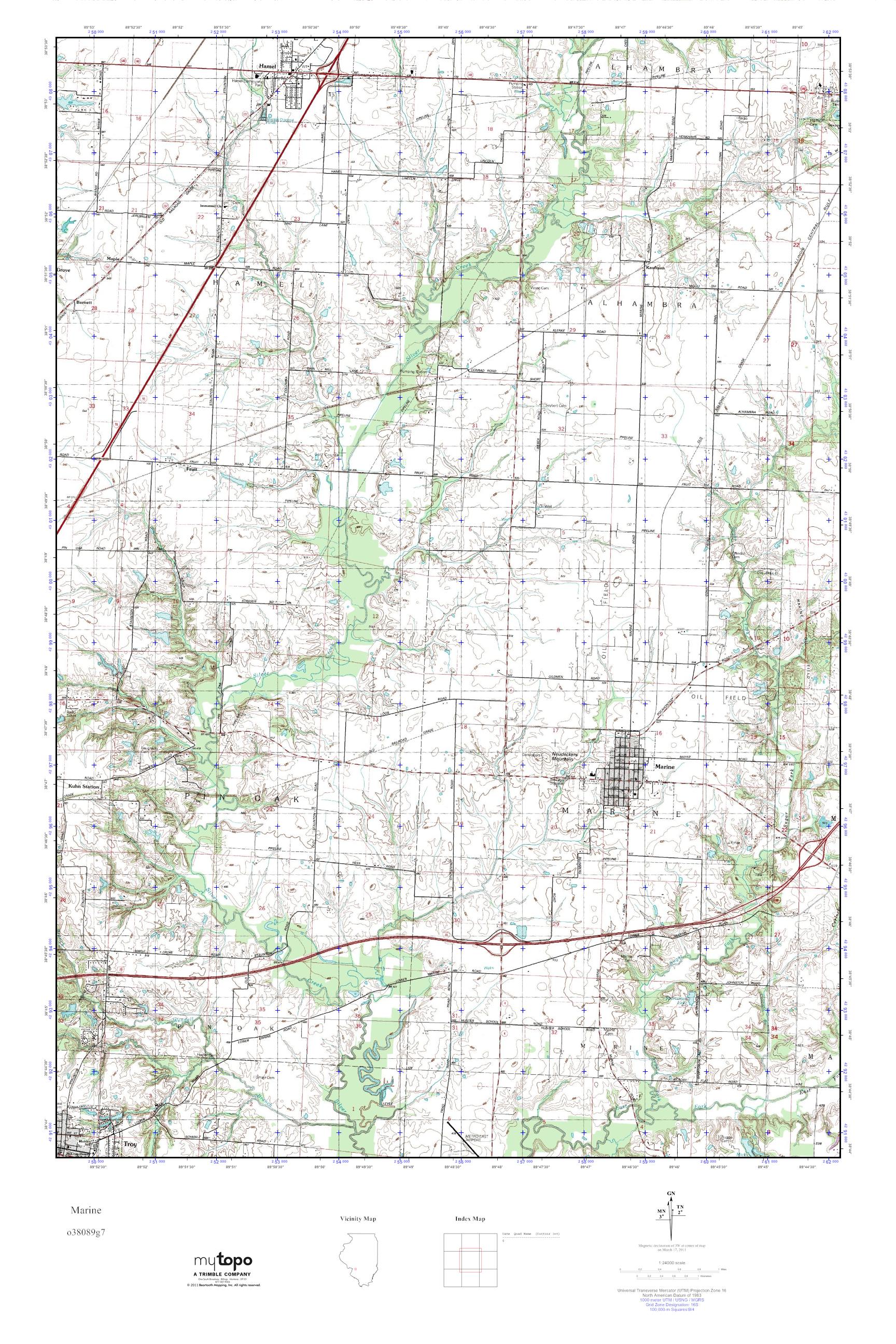 MyTopo Marine, Illinois USGS Quad Topo Map