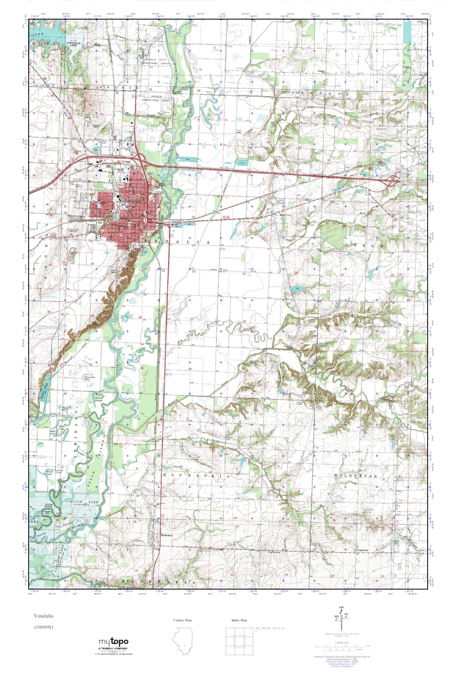 MyTopo Vandalia, Illinois USGS Quad Topo Map