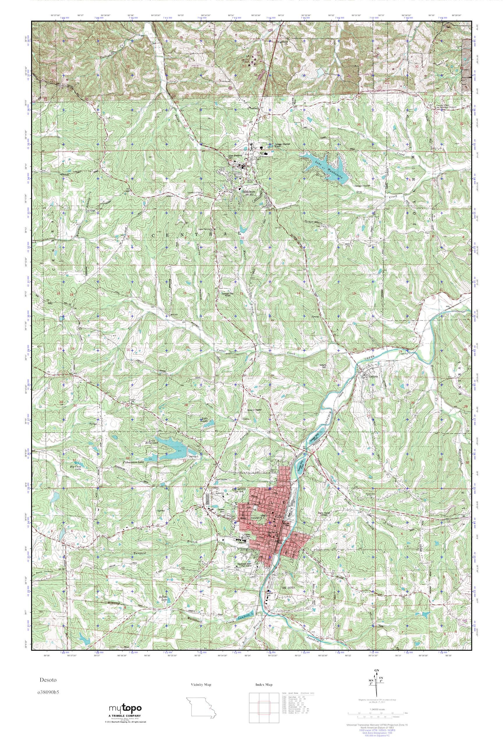 MyTopo Desoto, Missouri USGS Quad Topo Map
