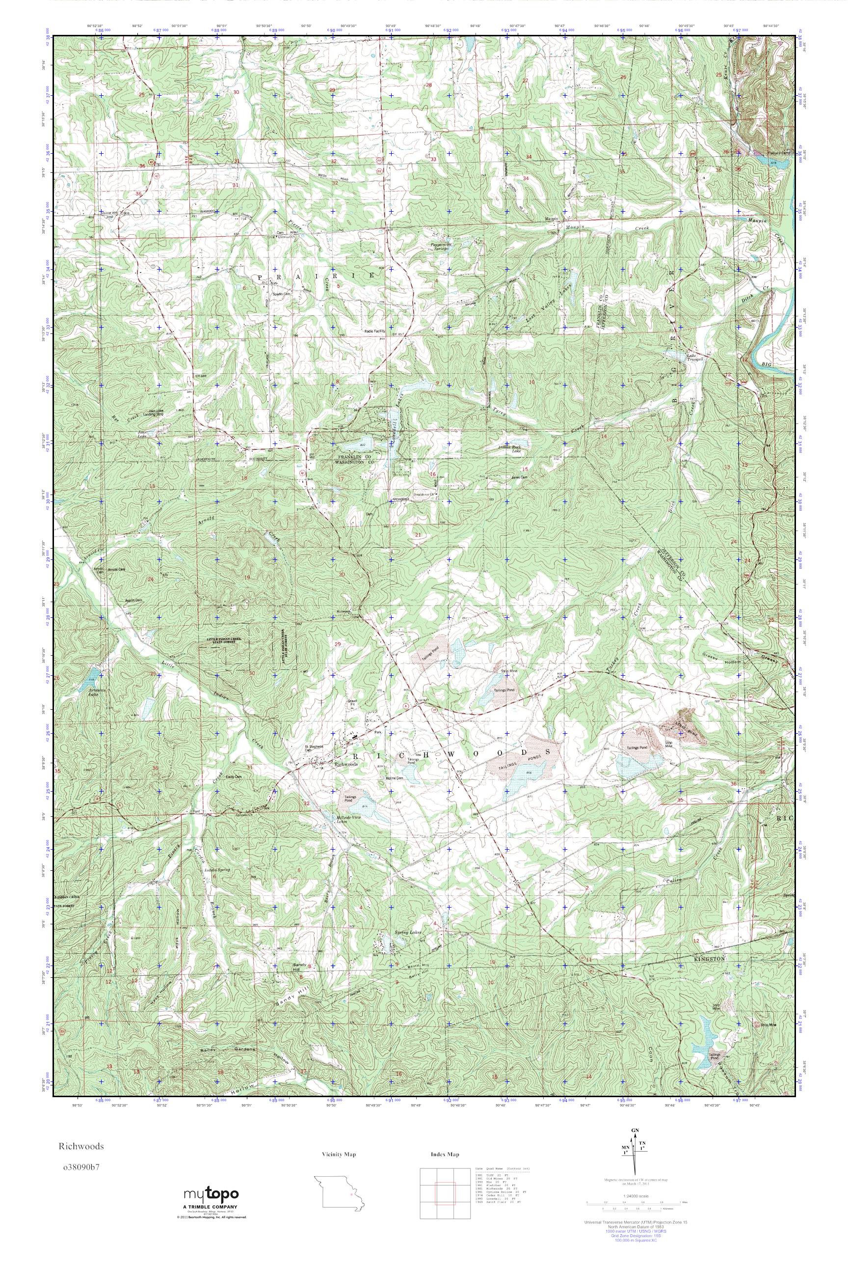 MyTopo Richwoods, Missouri USGS Quad Topo Map