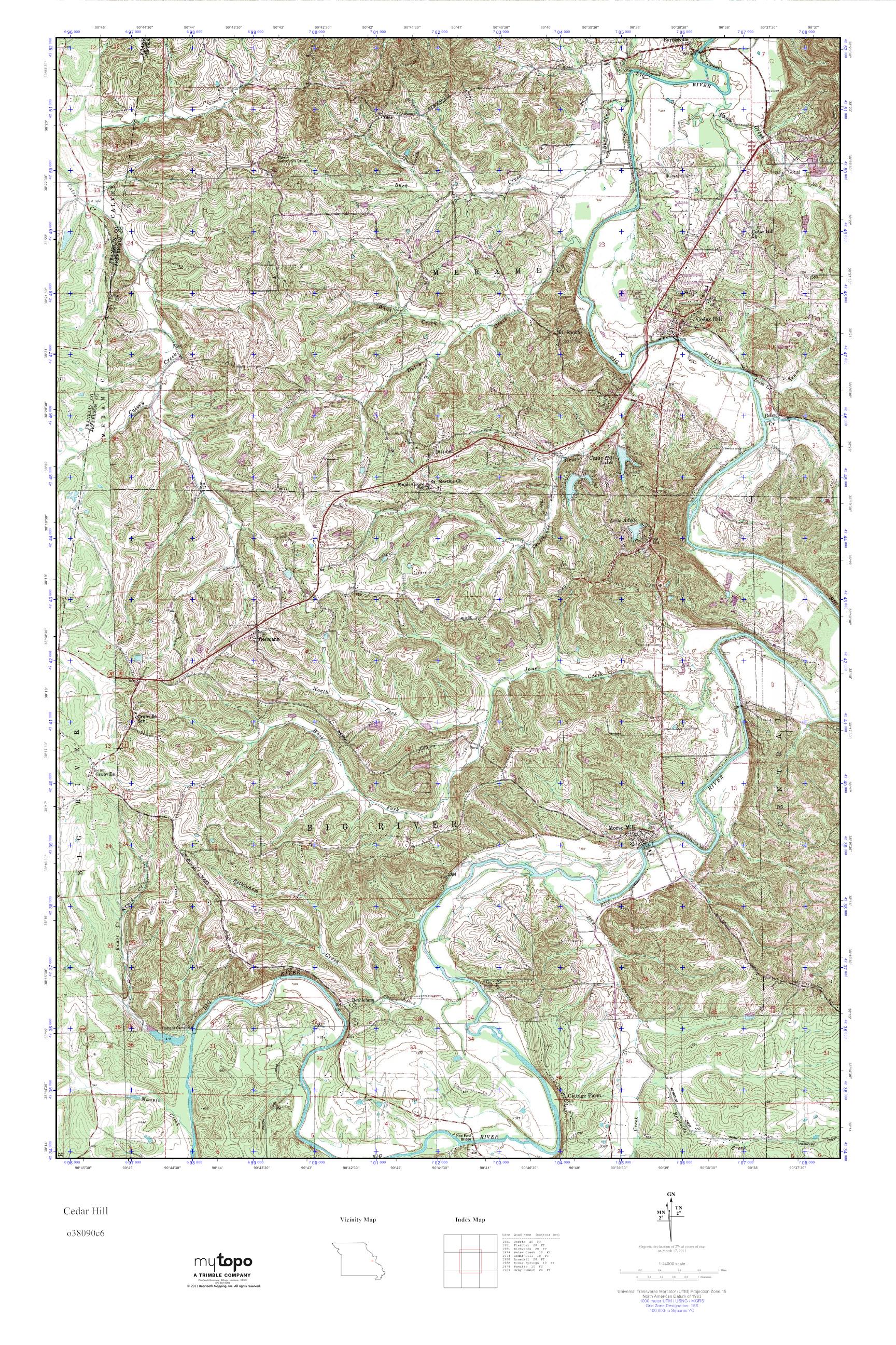MyTopo Cedar Hill, Missouri USGS Quad Topo Map