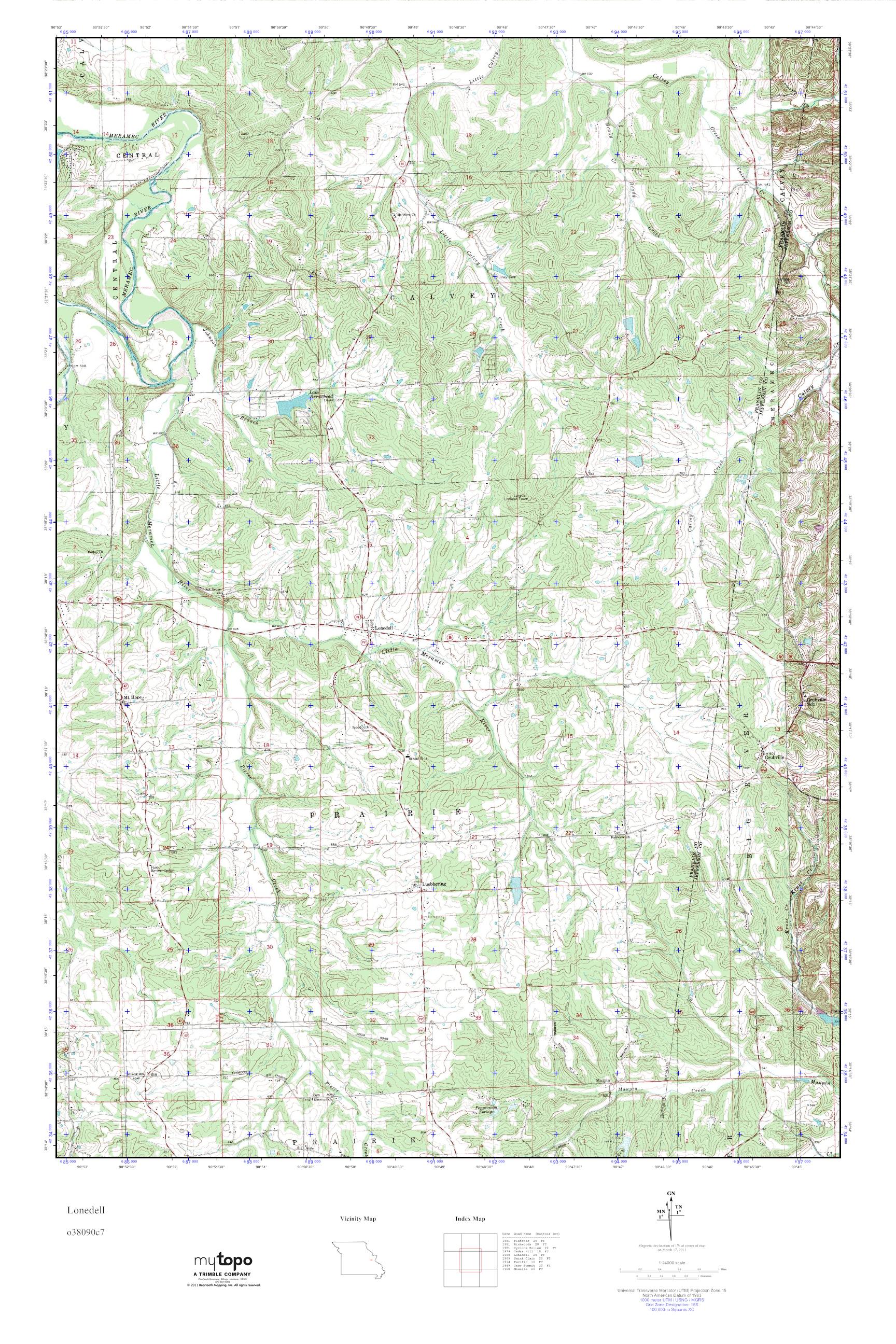 MyTopo Lonedell, Missouri USGS Quad Topo Map
