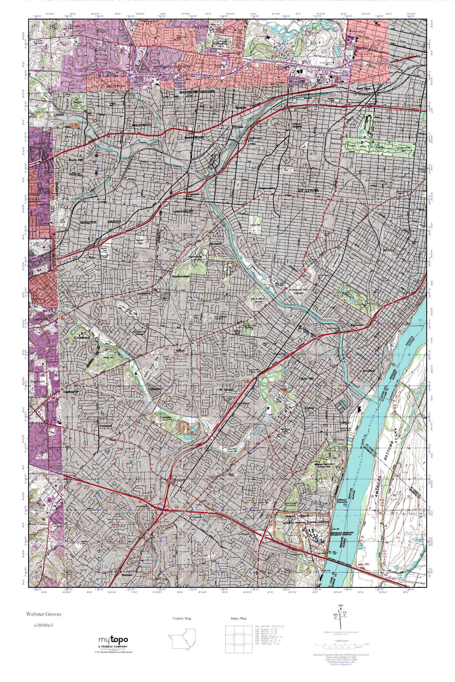 MyTopo ster Groves, Missouri USGS Quad Topo Map