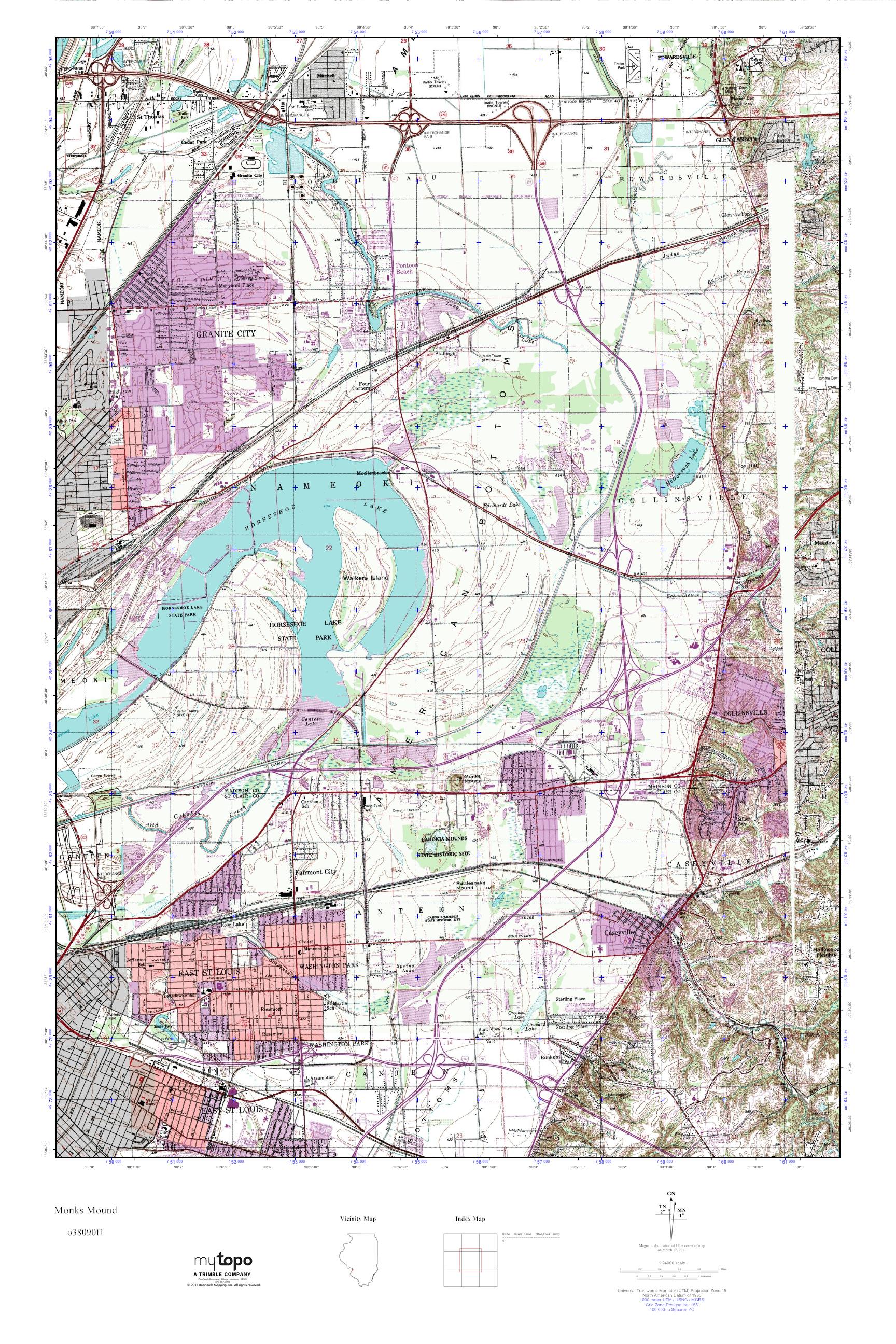 MyTopo Monks Mound, Illinois USGS Quad Topo Map