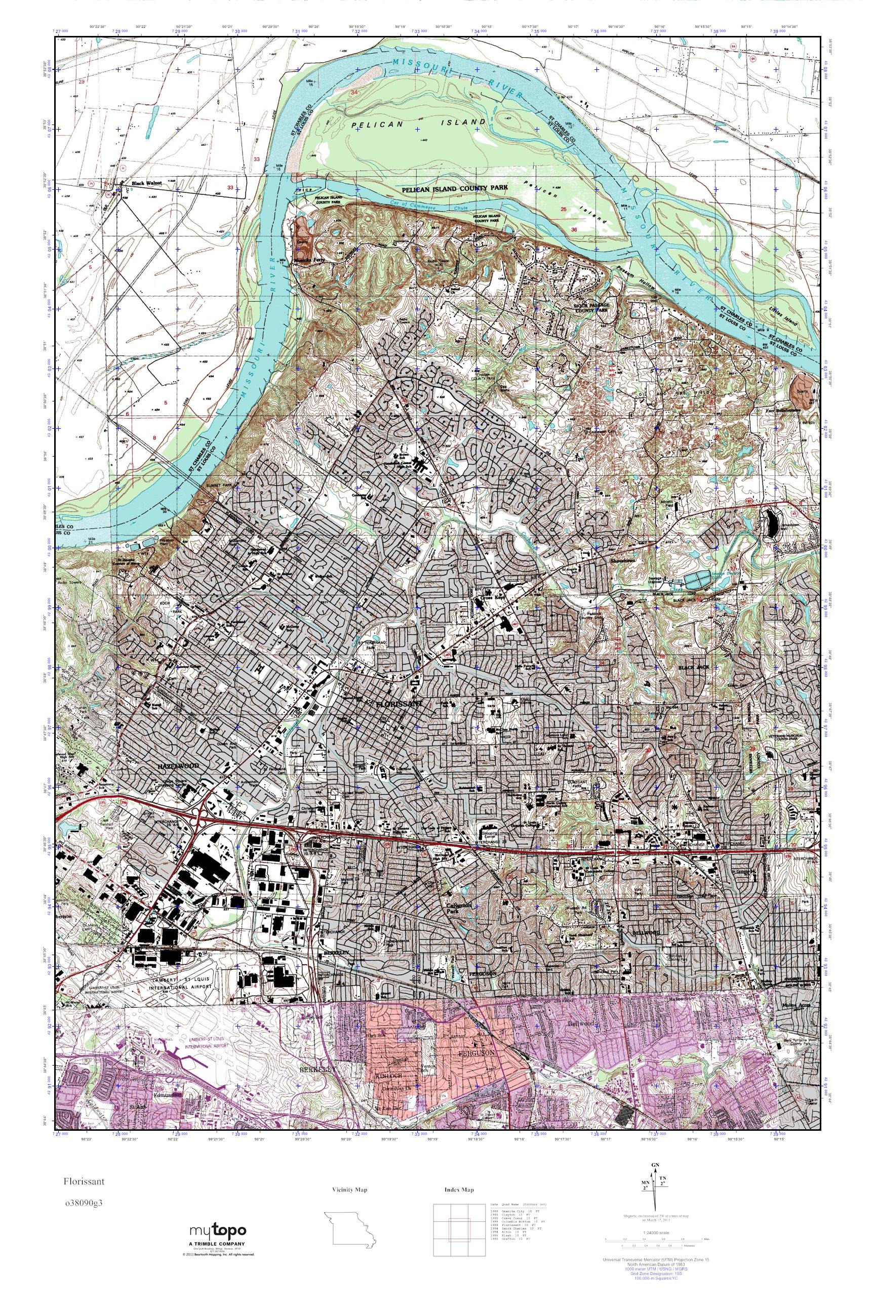 MyTopo Florissant, Missouri USGS Quad Topo Map
