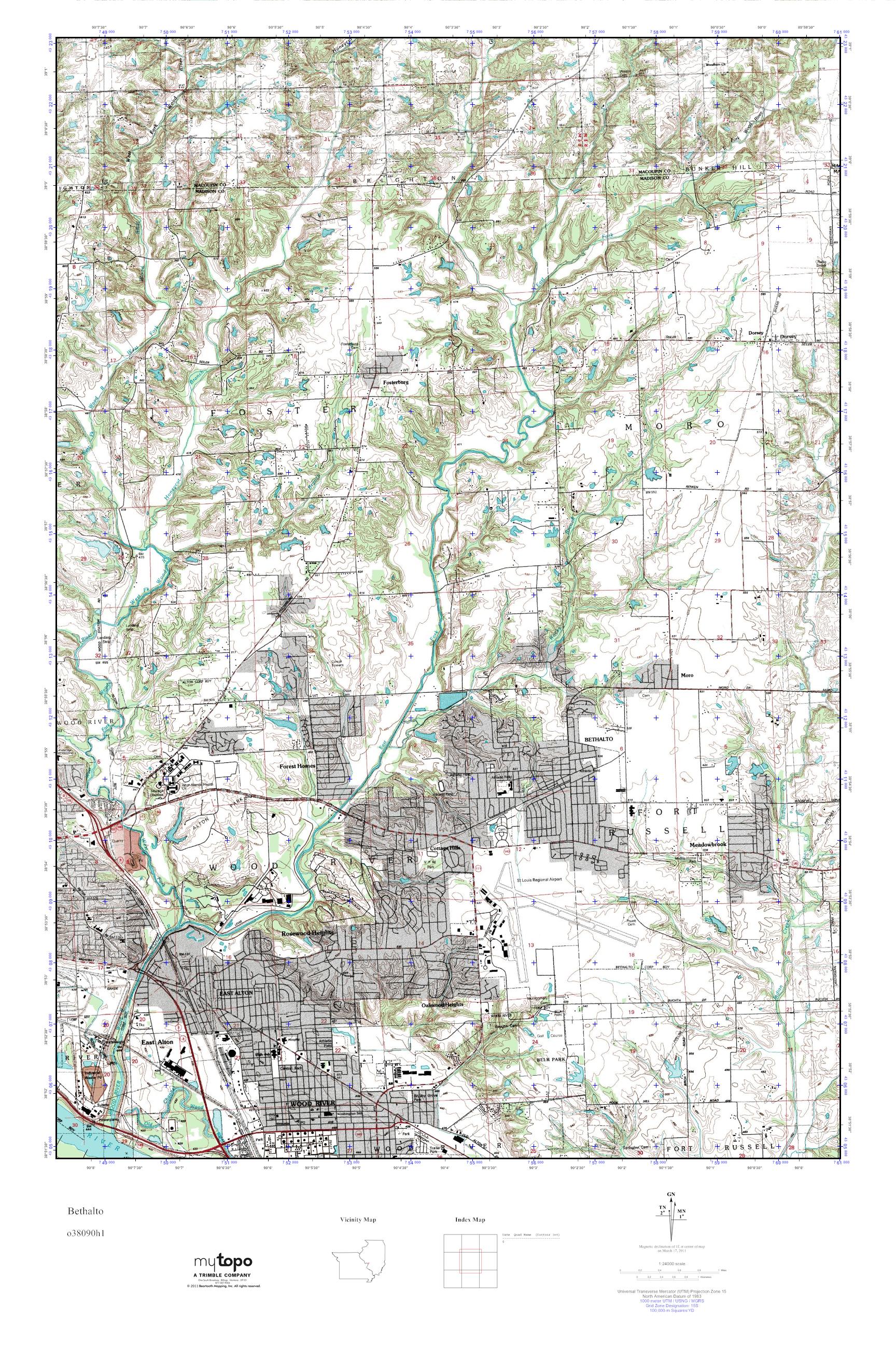 MyTopo Bethalto, Illinois USGS Quad Topo Map