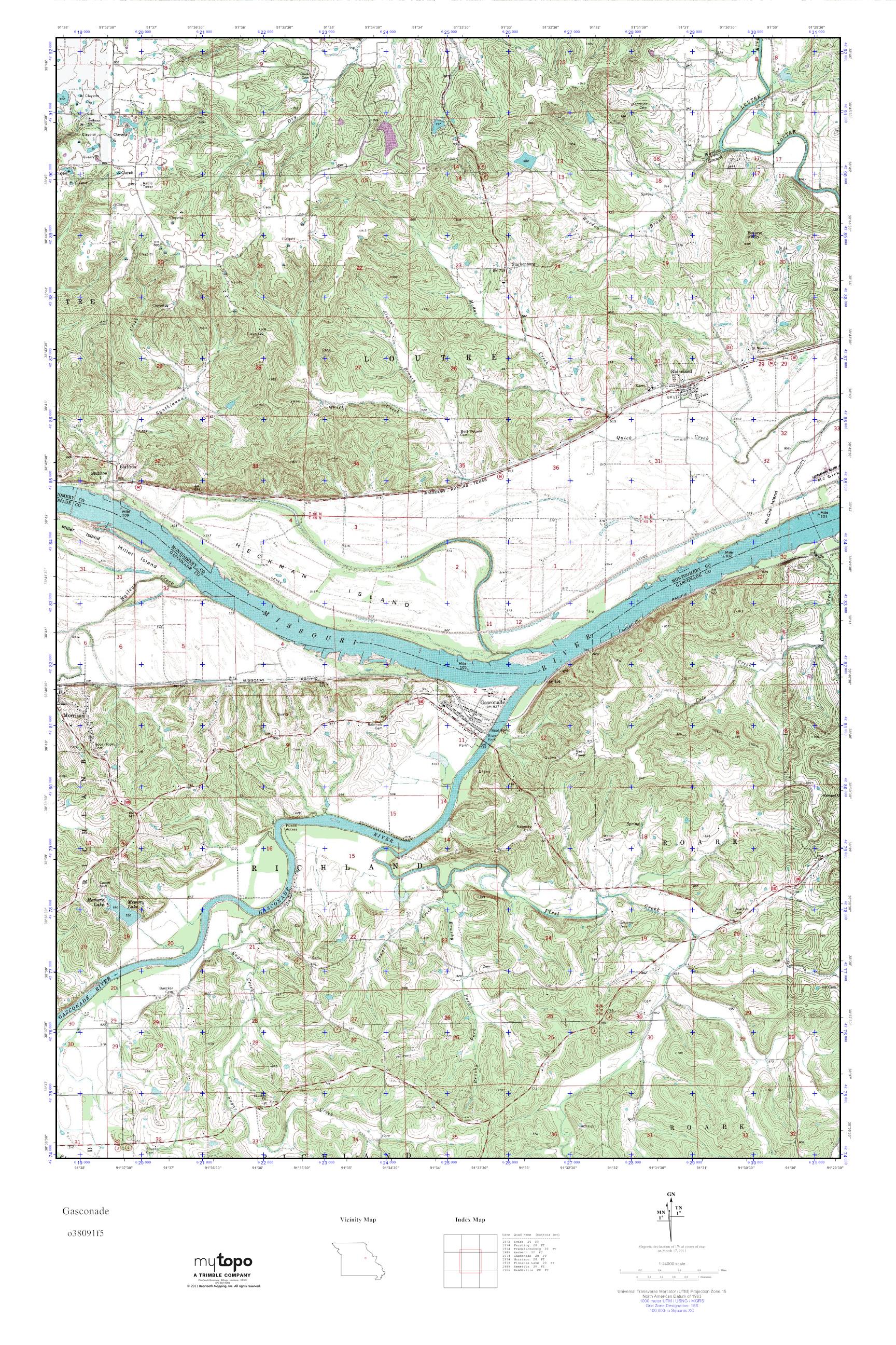 MyTopo Gasconade, Missouri USGS Quad Topo Map