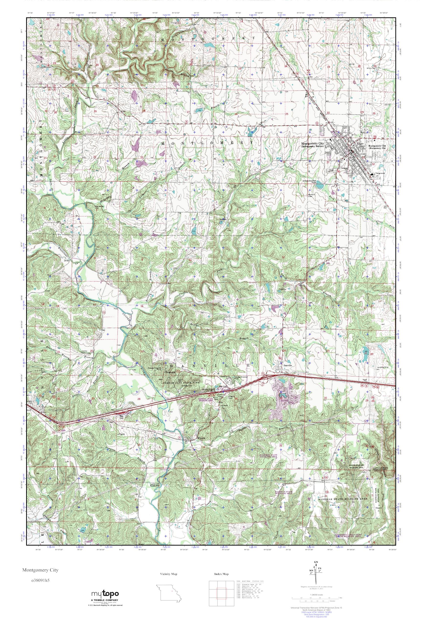 MyTopo Montgomery City, Missouri USGS Quad Topo Map