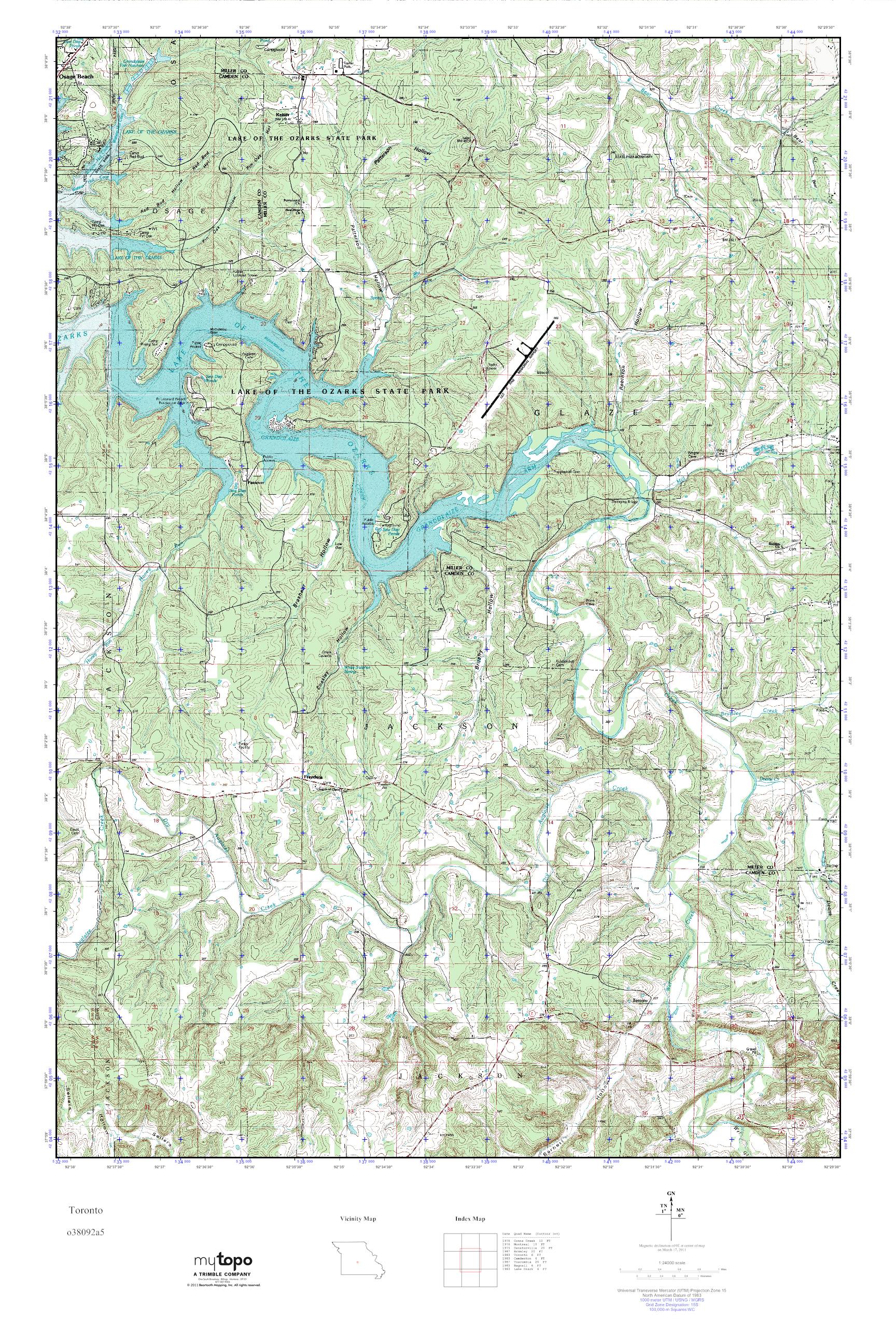 MyTopo Toronto, Missouri USGS Quad Topo Map