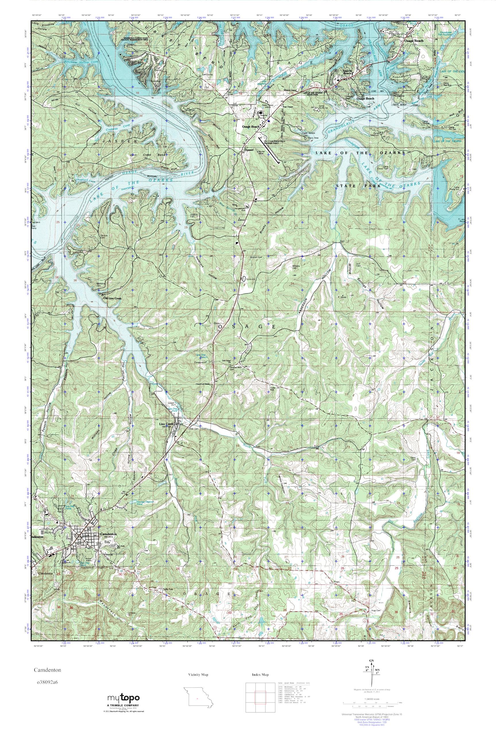MyTopo Camdenton, Missouri USGS Quad Topo Map