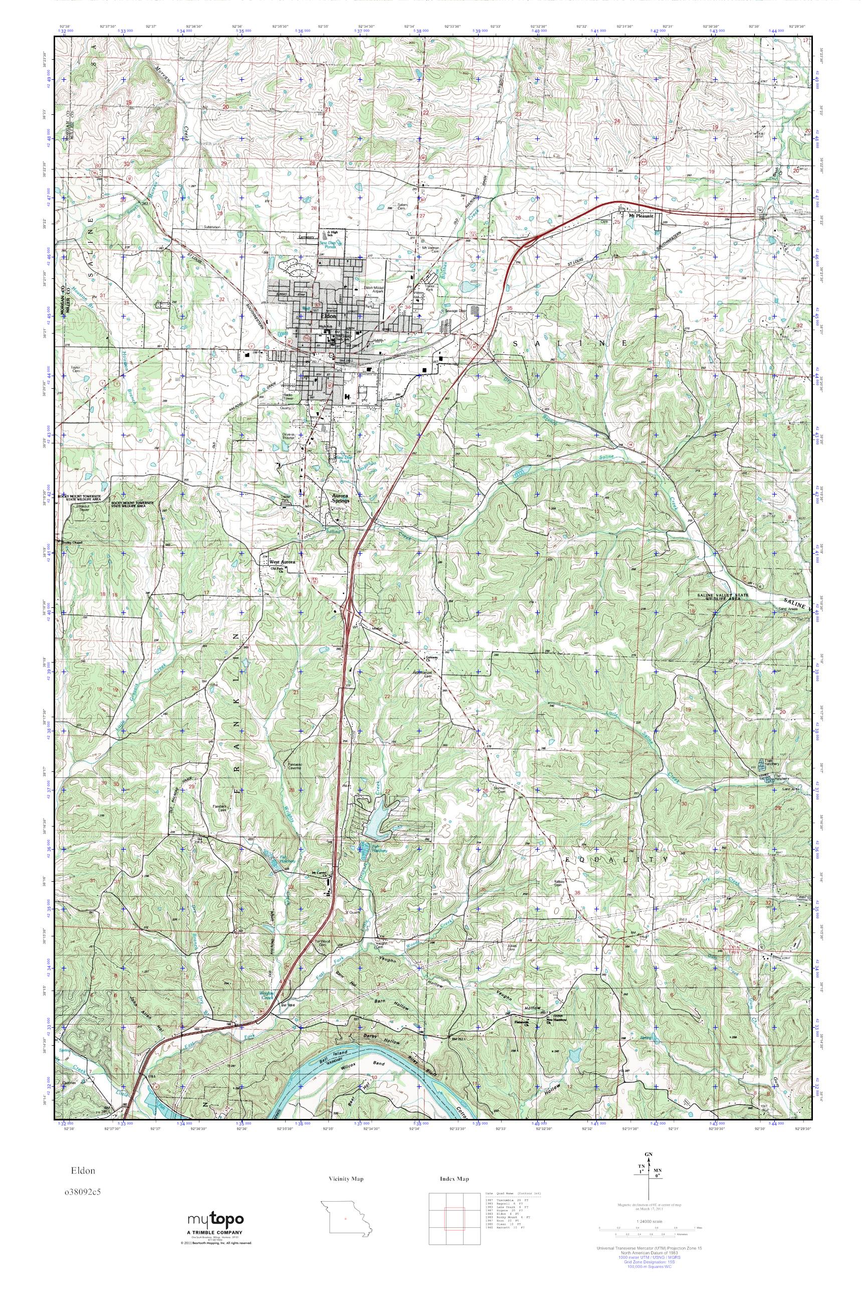 MyTopo Eldon, Missouri USGS Quad Topo Map