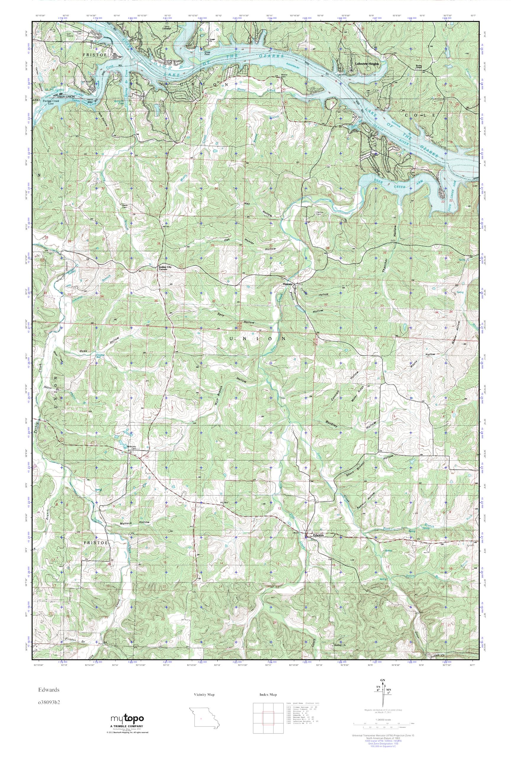 MyTopo Edwards, Missouri USGS Quad Topo Map