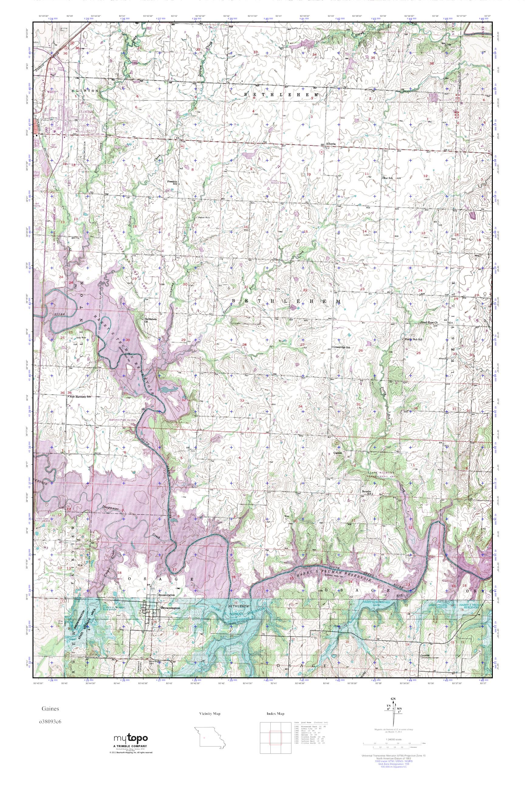 MyTopo Gaines, Missouri USGS Quad Topo Map