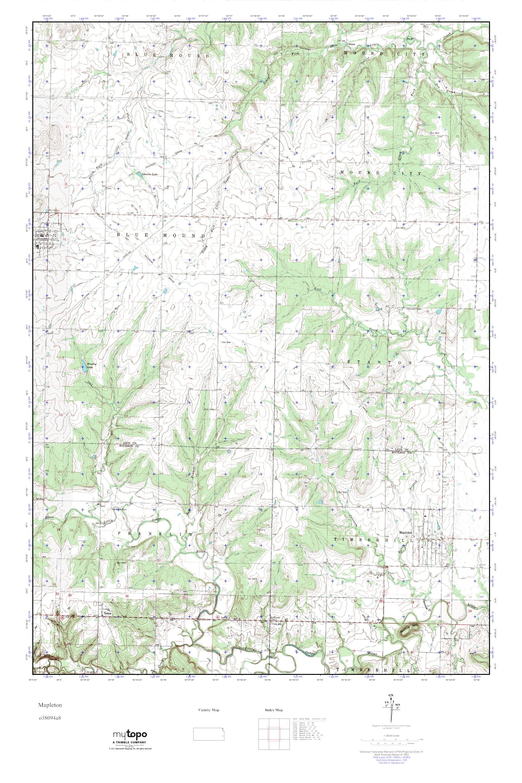 MyTopo Mapleton, Kansas USGS Quad Topo Map