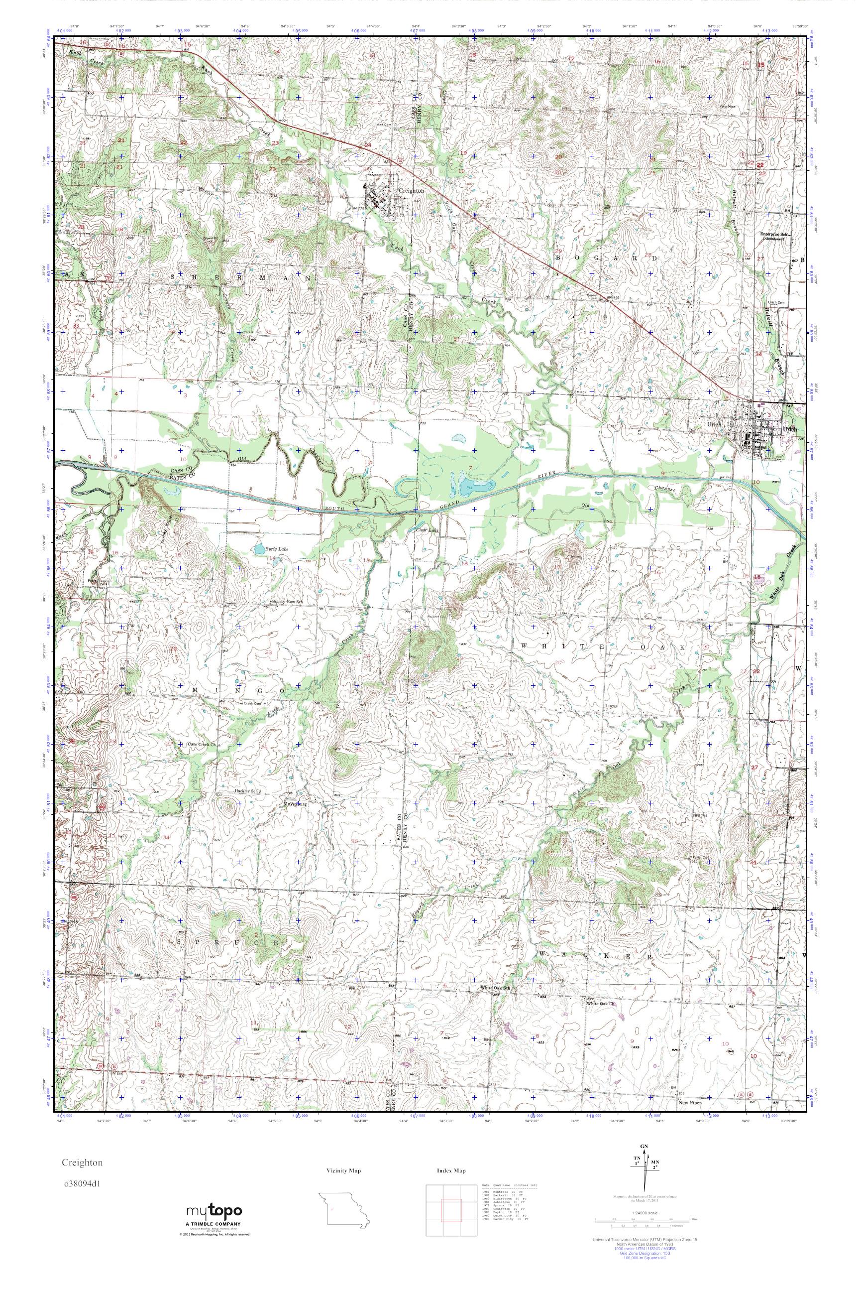 MyTopo Creighton, Missouri USGS Quad Topo Map