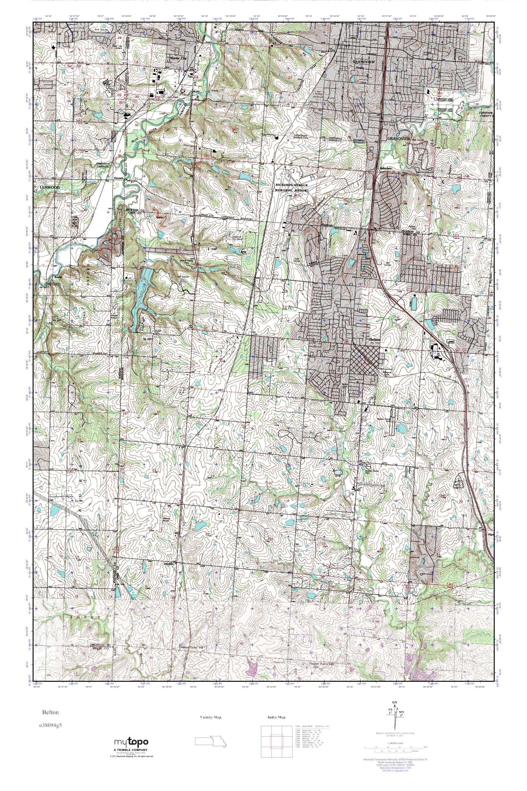 MyTopo Belton, Missouri USGS Quad Topo Map