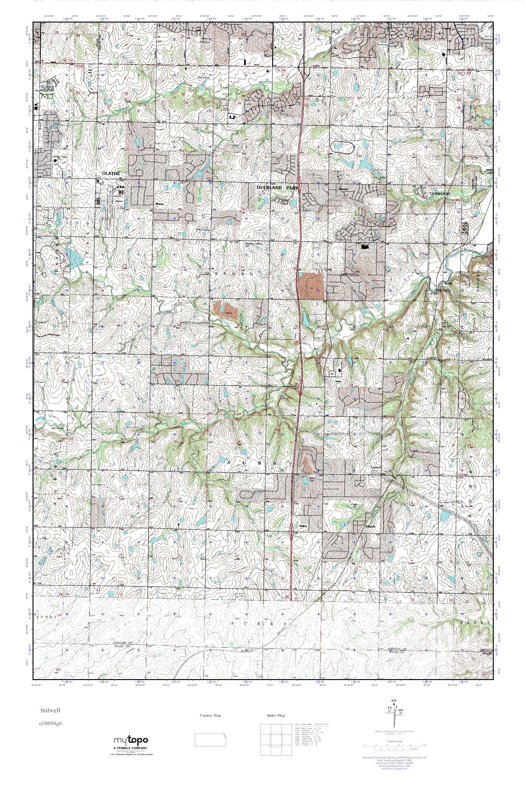 MyTopo Stilwell, Kansas USGS Quad Topo Map