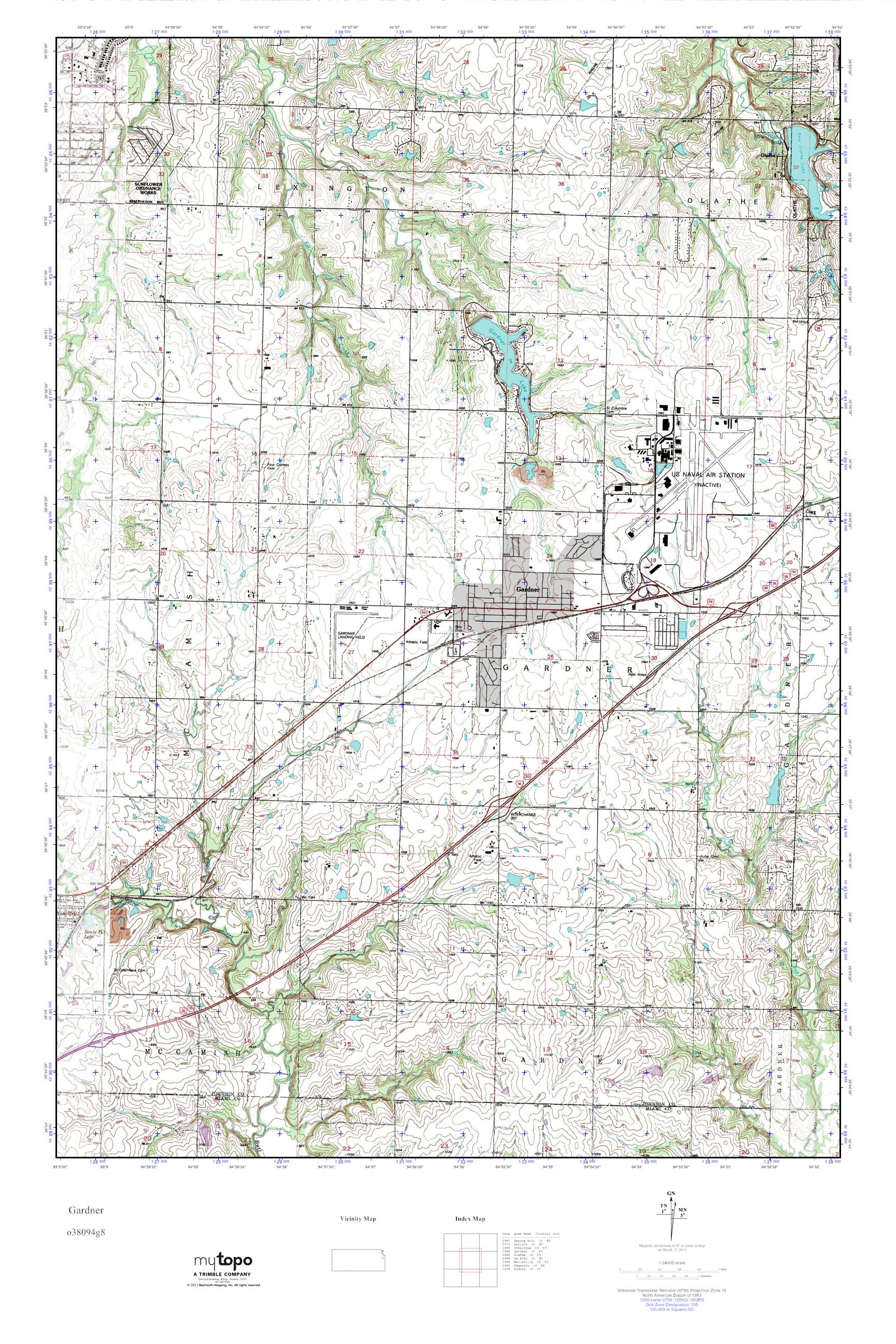MyTopo Gardner, Kansas USGS Quad Topo Map