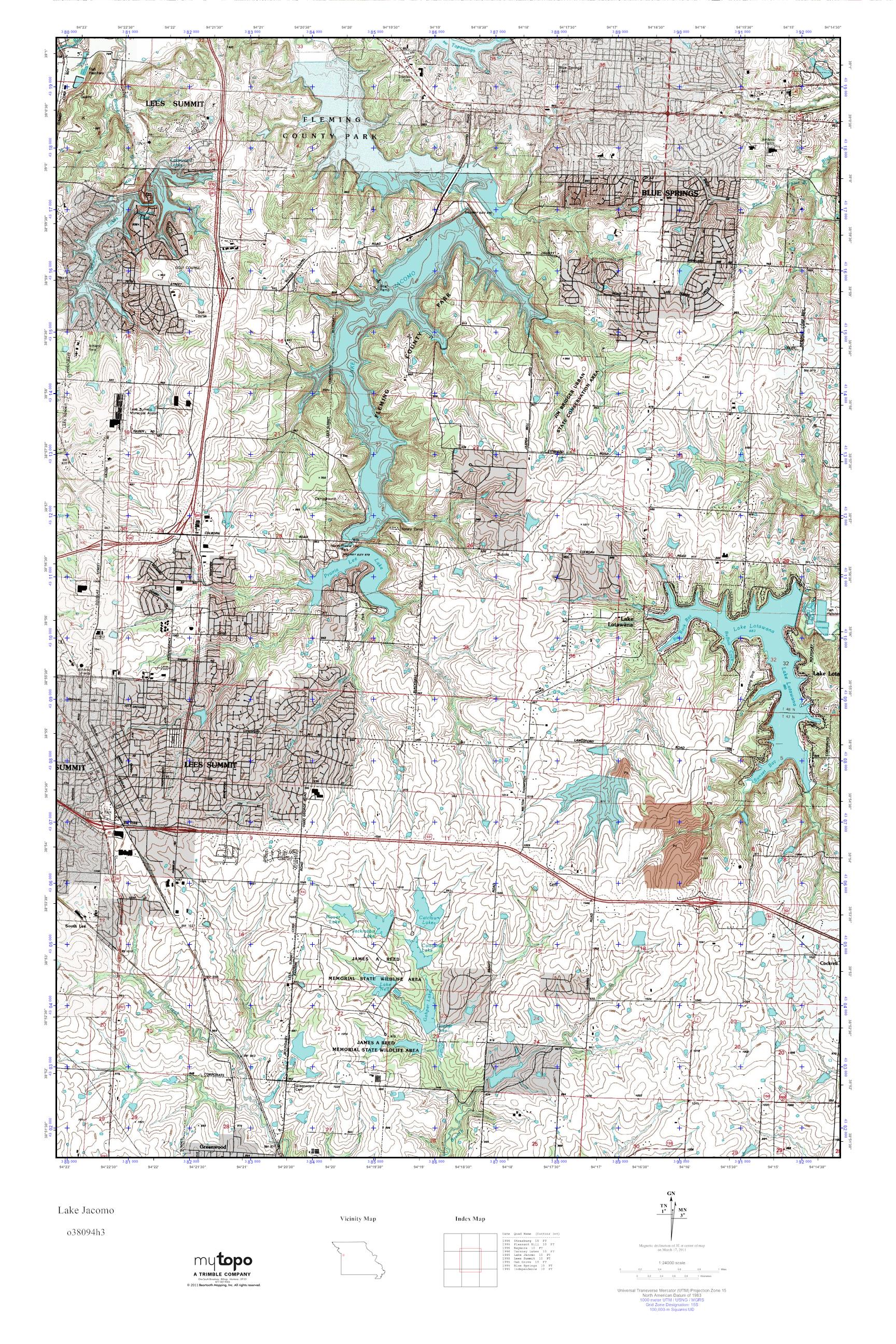 MyTopo Lake Missouri USGS Quad Topo Map