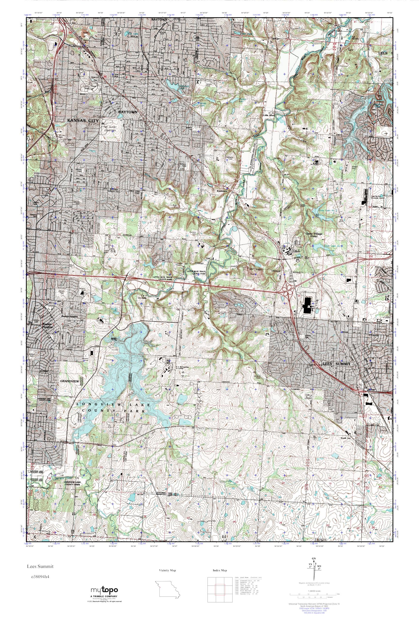 MyTopo Lees Summit, Missouri USGS Quad Topo Map