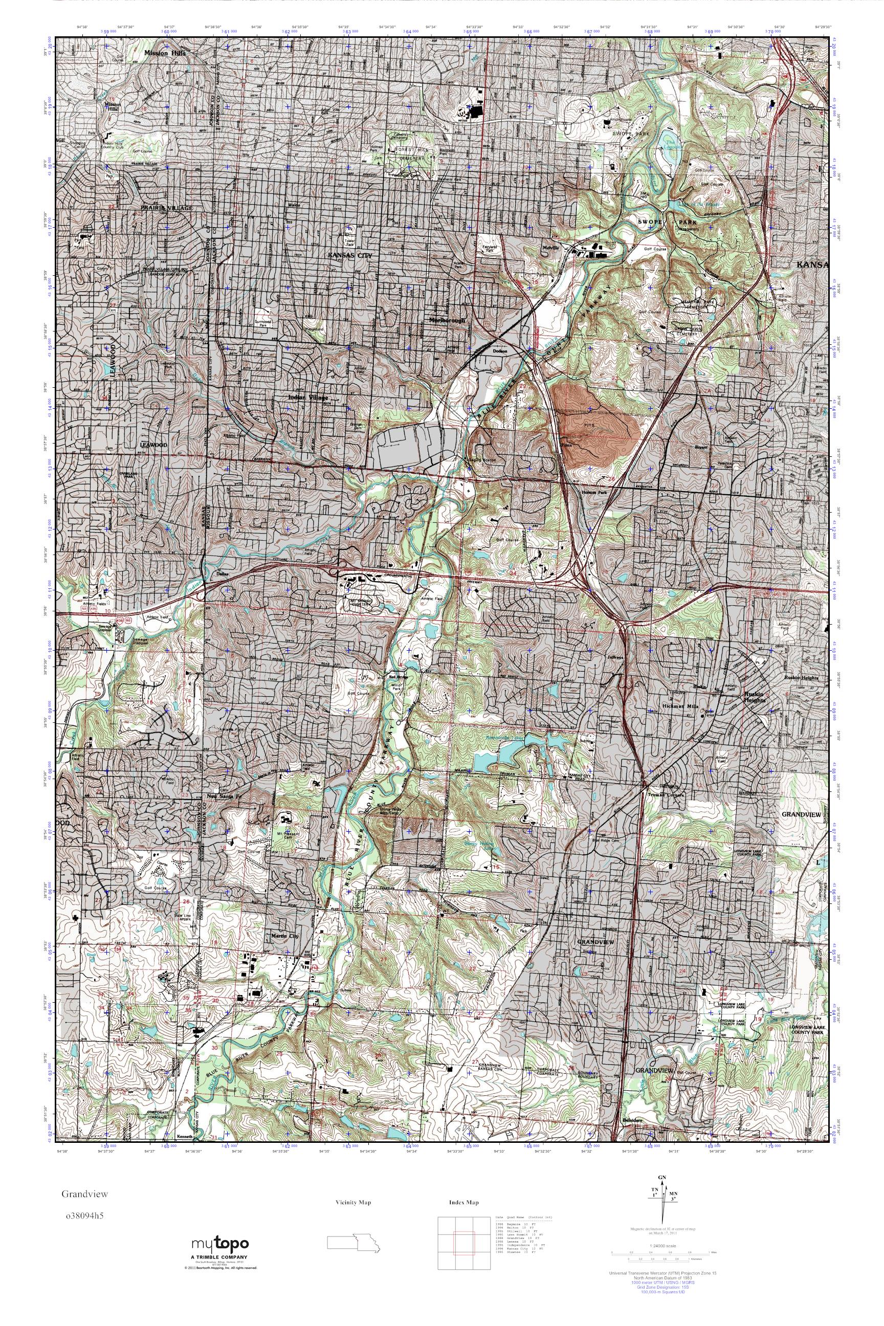 MyTopo Grandview, Missouri USGS Quad Topo Map