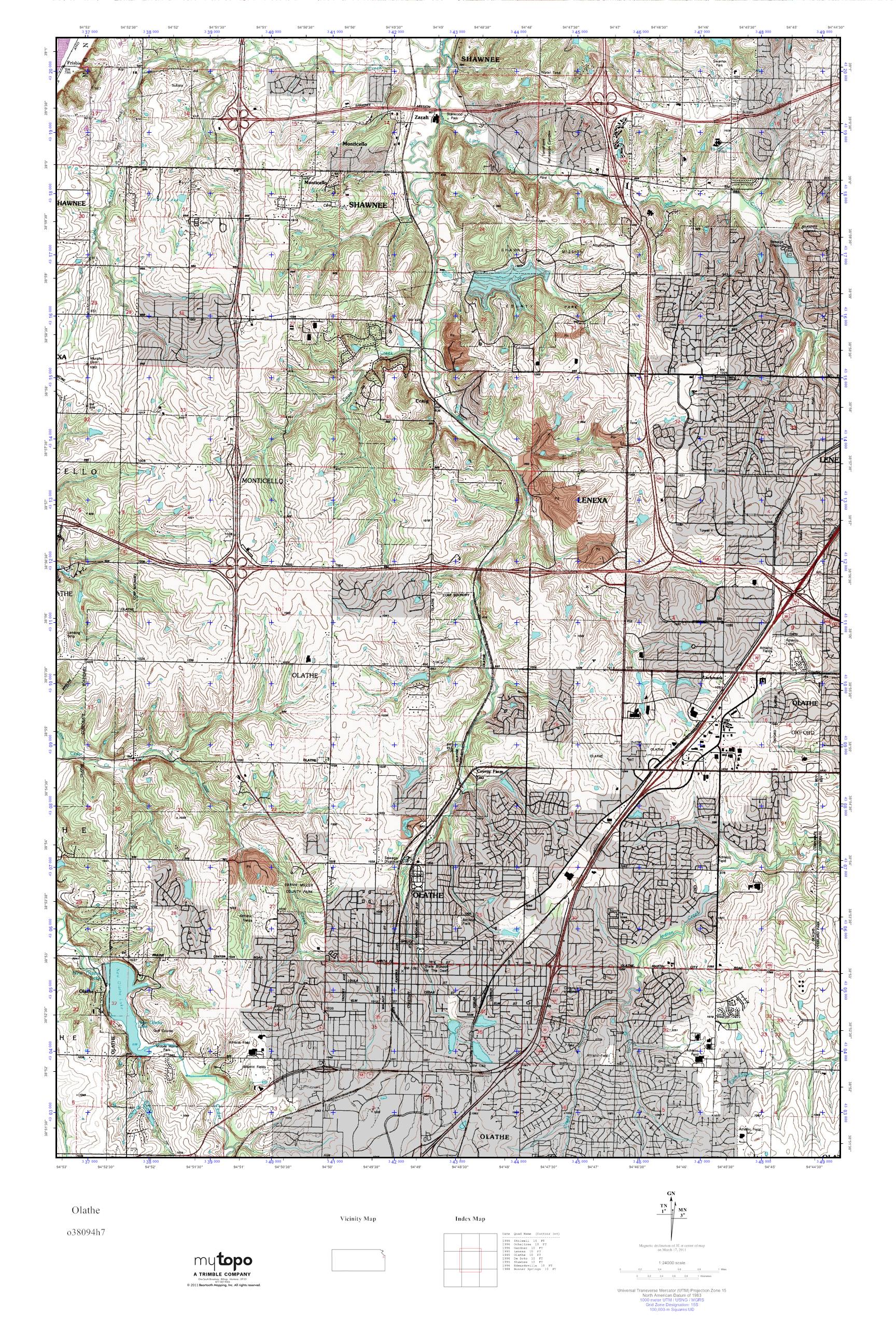 MyTopo Olathe, Kansas USGS Quad Topo Map