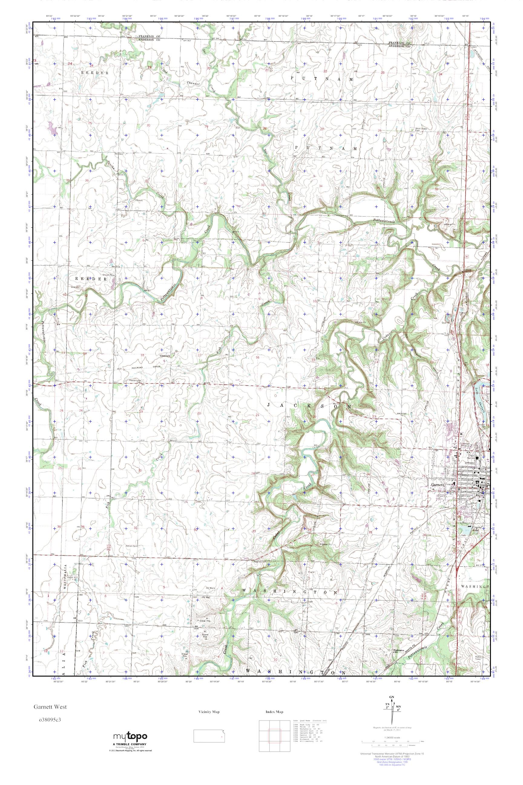MyTopo West, Kansas USGS Quad Topo Map
