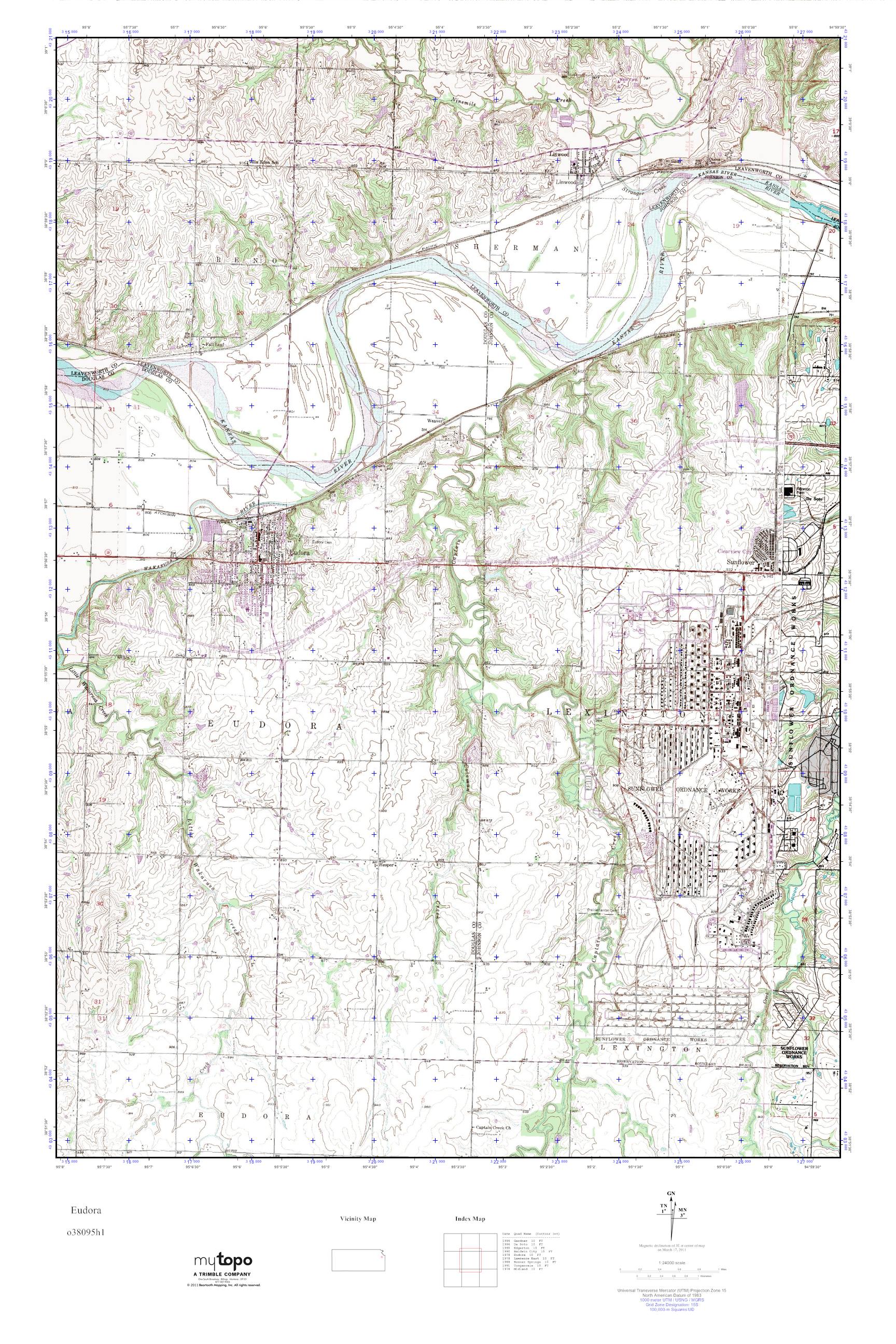 MyTopo Eudora, Kansas USGS Quad Topo Map