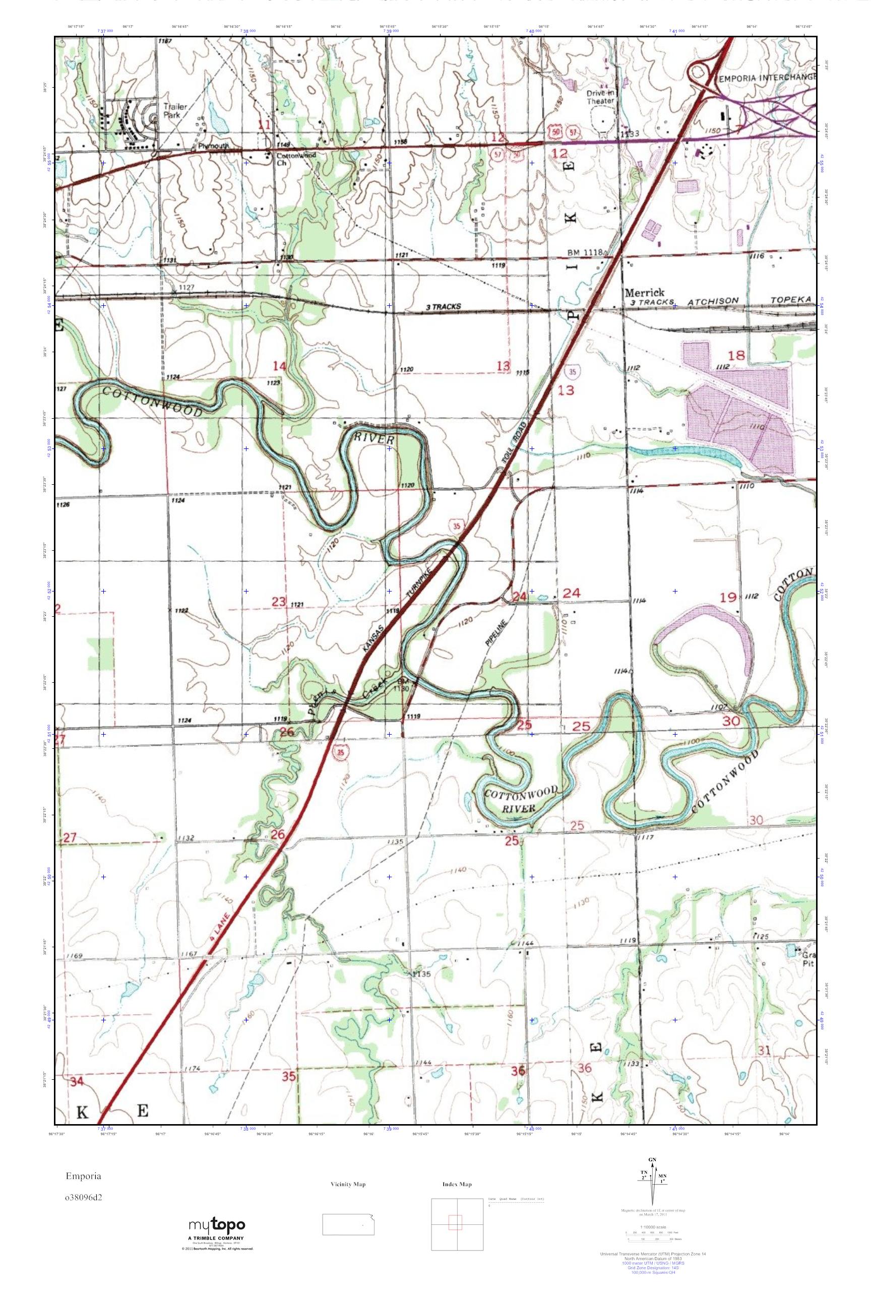 MyTopo Emporia, Kansas USGS Quad Topo Map