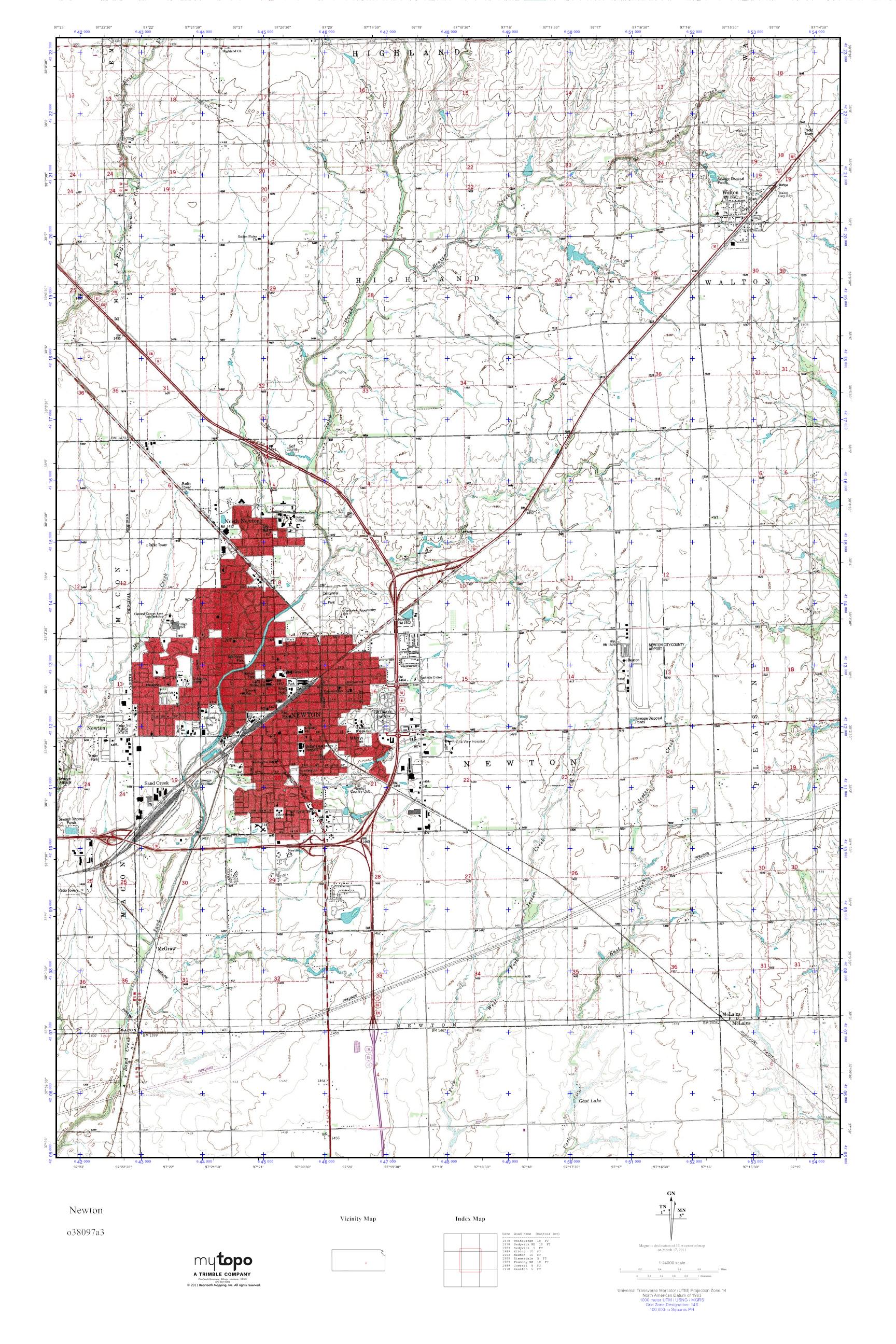MyTopo Newton, Kansas USGS Quad Topo Map