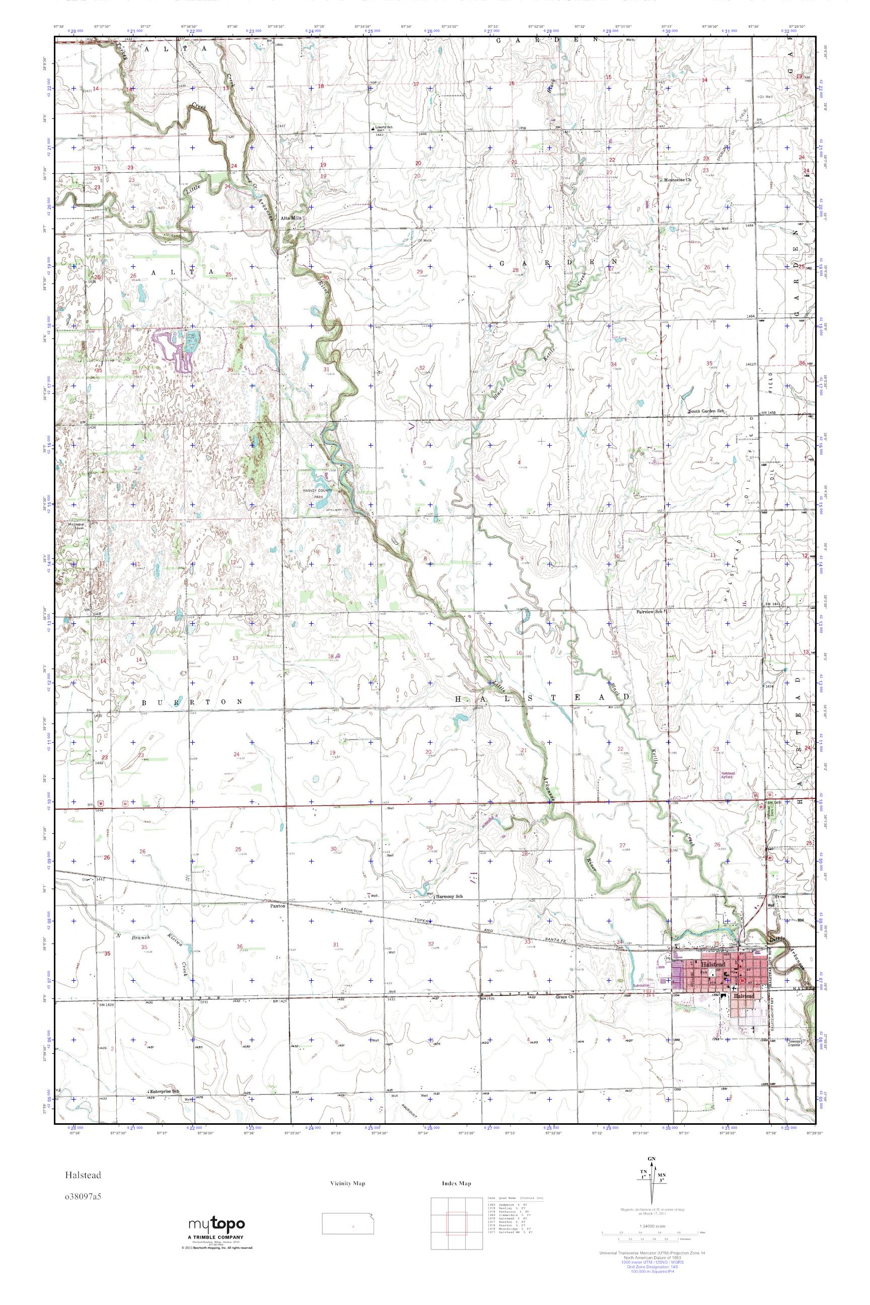 MyTopo Halstead, Kansas USGS Quad Topo Map