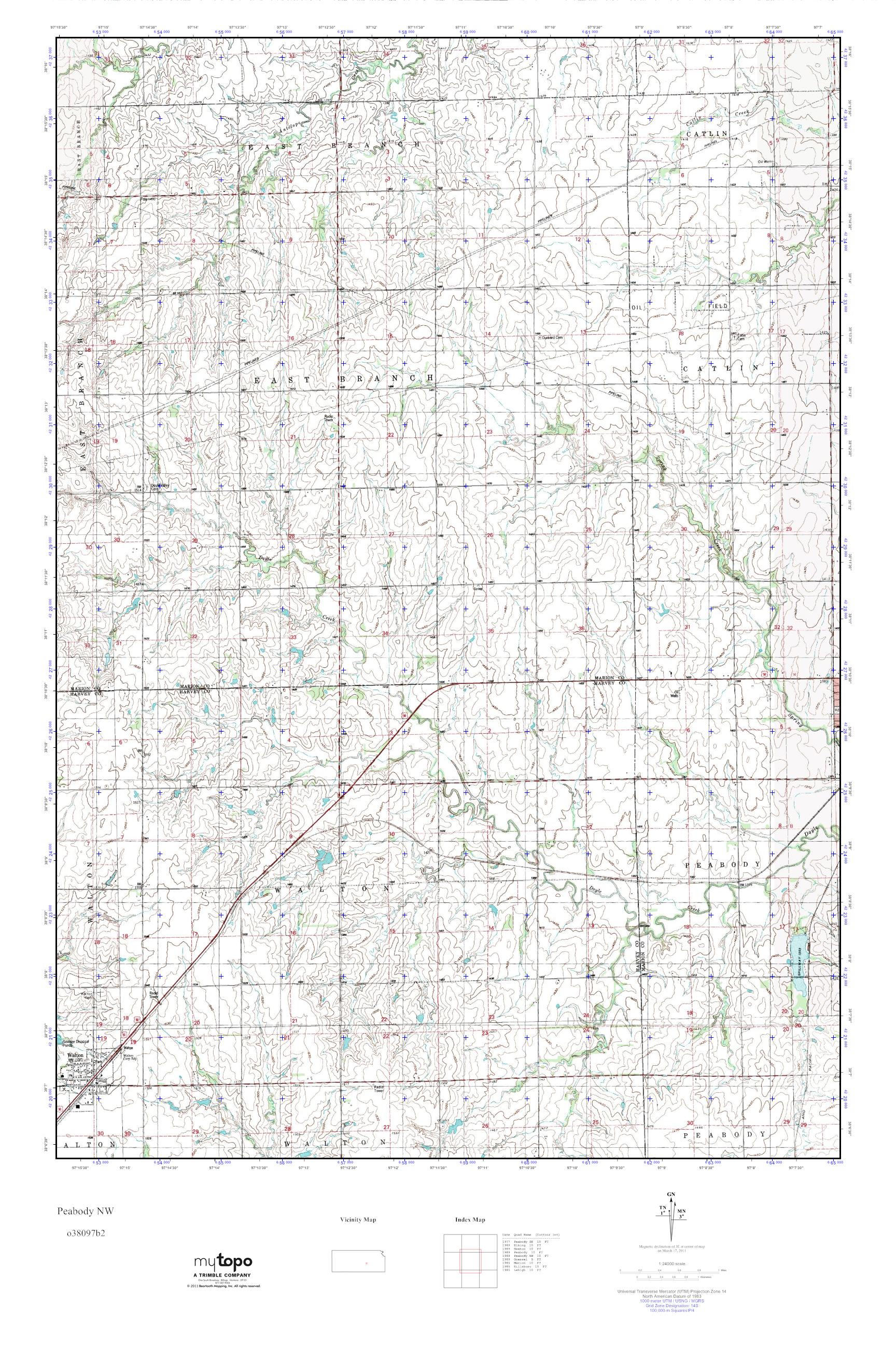 MyTopo Peabody NW, Kansas USGS Quad Topo Map