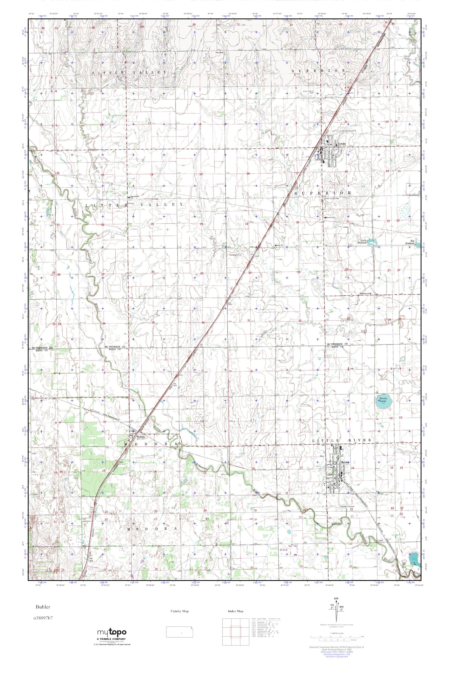 MyTopo Buhler, Kansas USGS Quad Topo Map