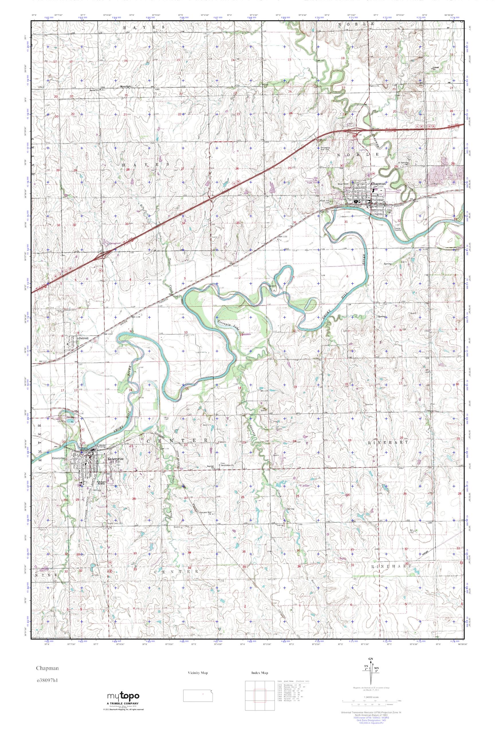 MyTopo Chapman, Kansas USGS Quad Topo Map