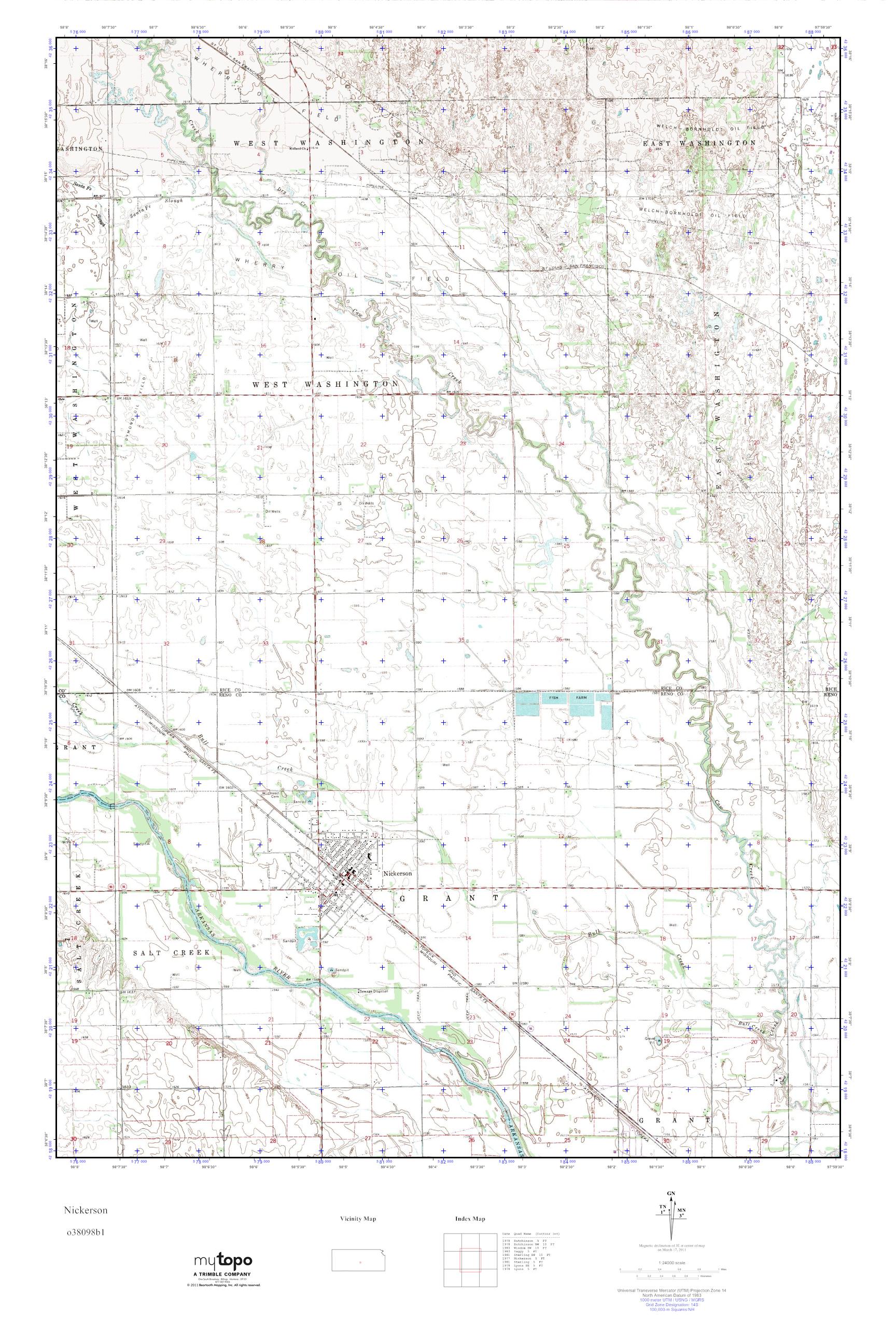 MyTopo Nickerson, Kansas USGS Quad Topo Map