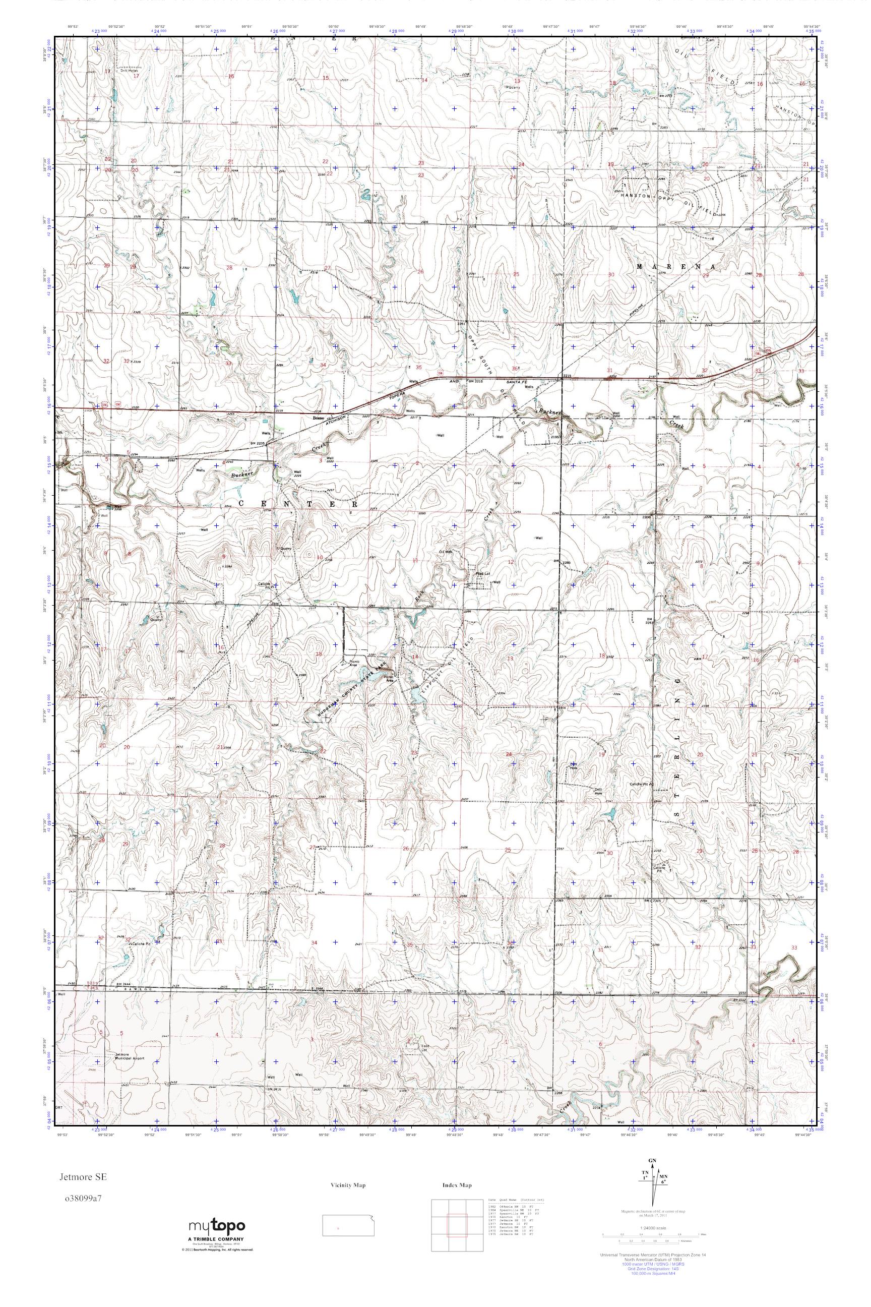 MyTopo Jetmore SE, Kansas USGS Quad Topo Map