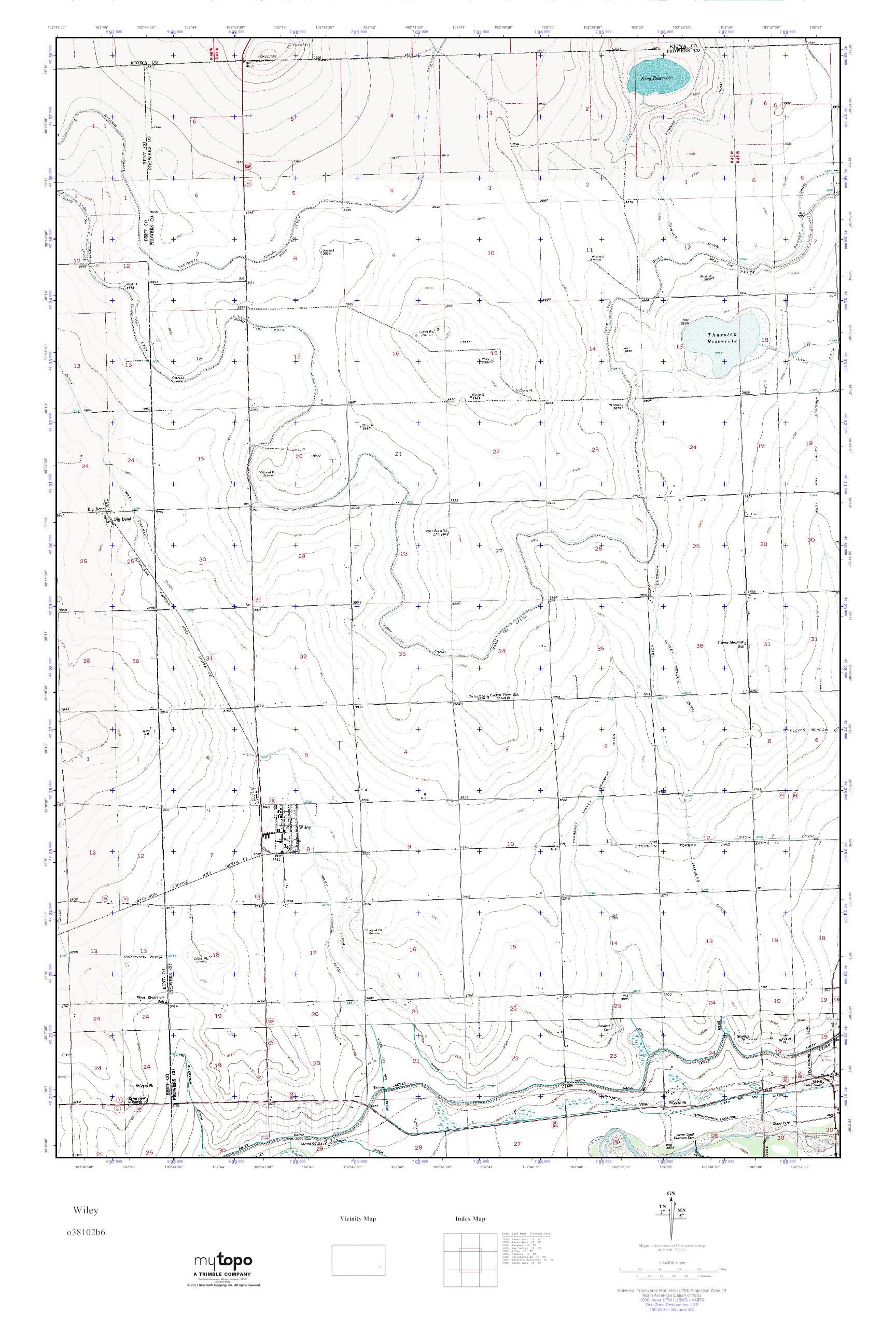MyTopo Wiley, Colorado USGS Quad Topo Map