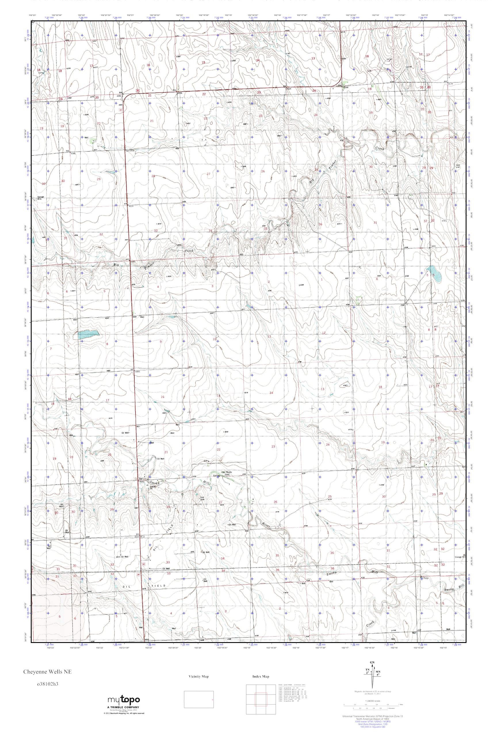 MyTopo Cheyenne Wells NE, Colorado USGS Quad Topo Map