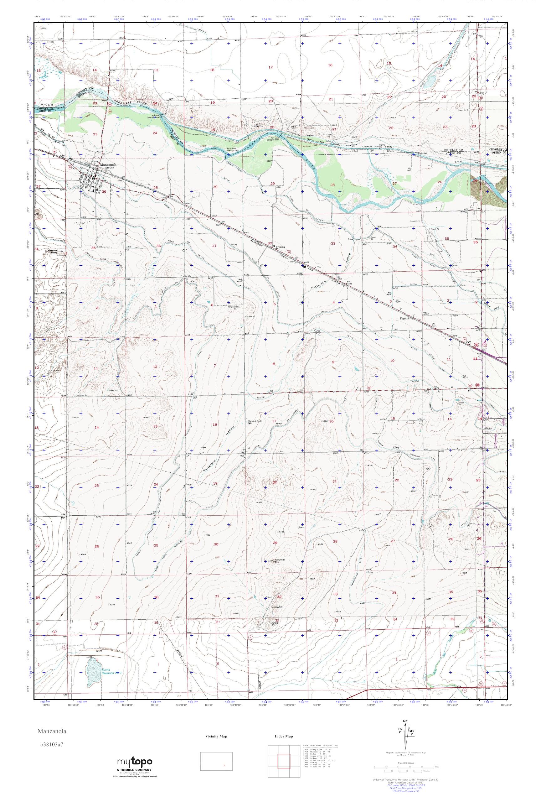 MyTopo Manzanola, Colorado USGS Quad Topo Map