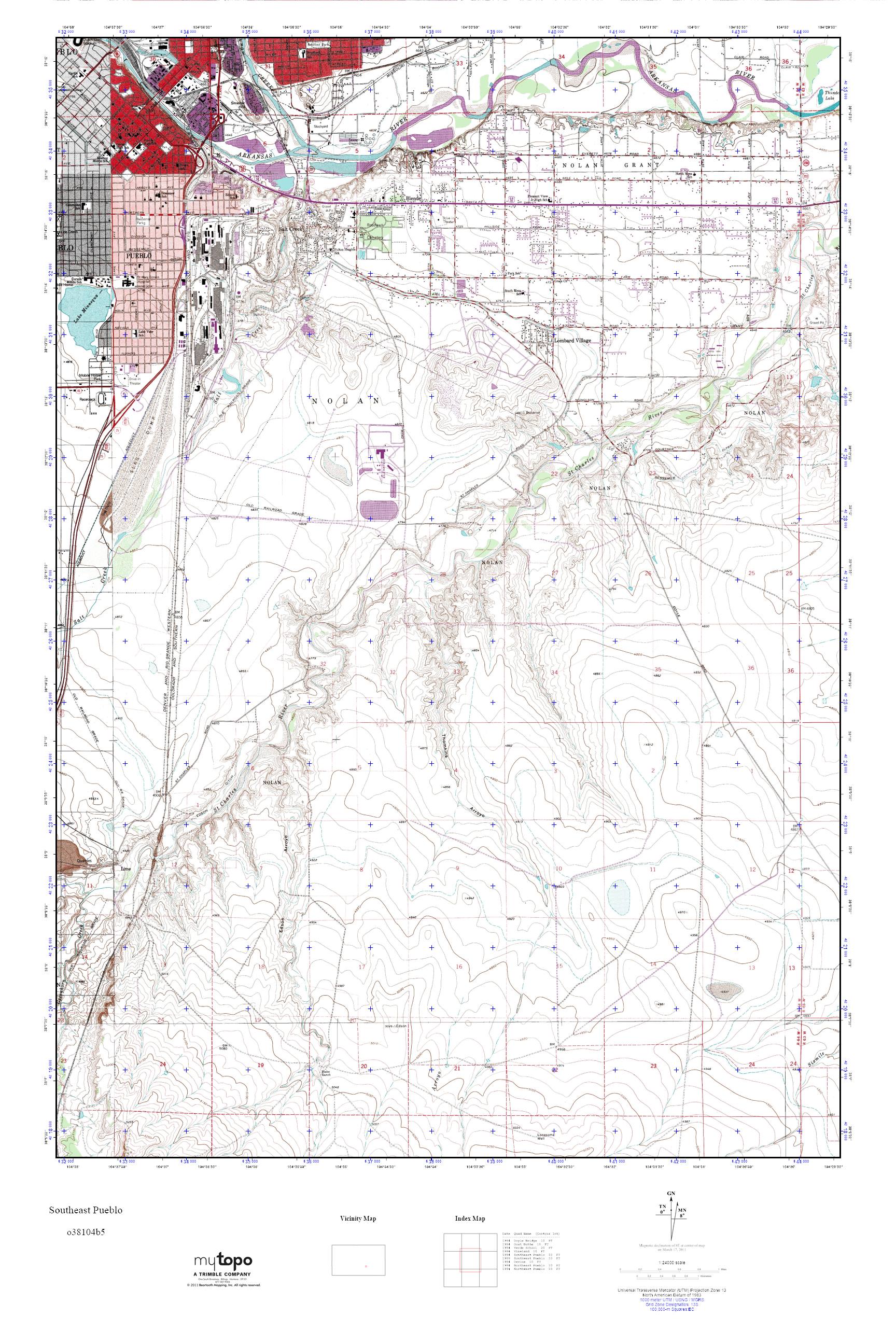 MyTopo Southeast Pueblo, Colorado USGS Quad Topo Map