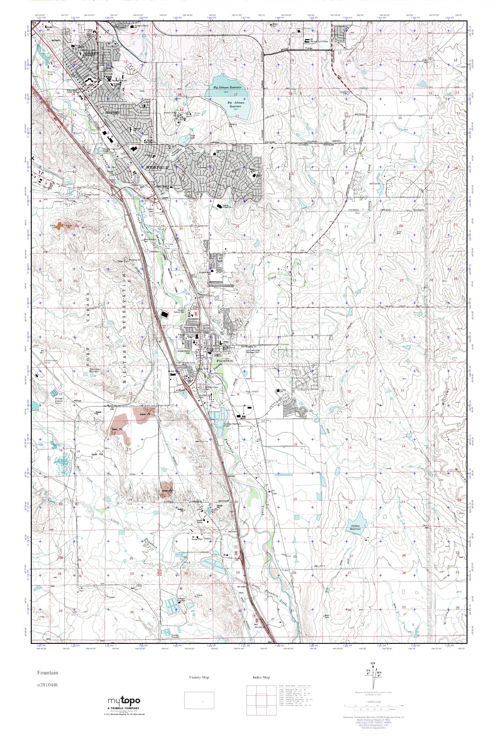 MyTopo Fountain, Colorado USGS Quad Topo Map
