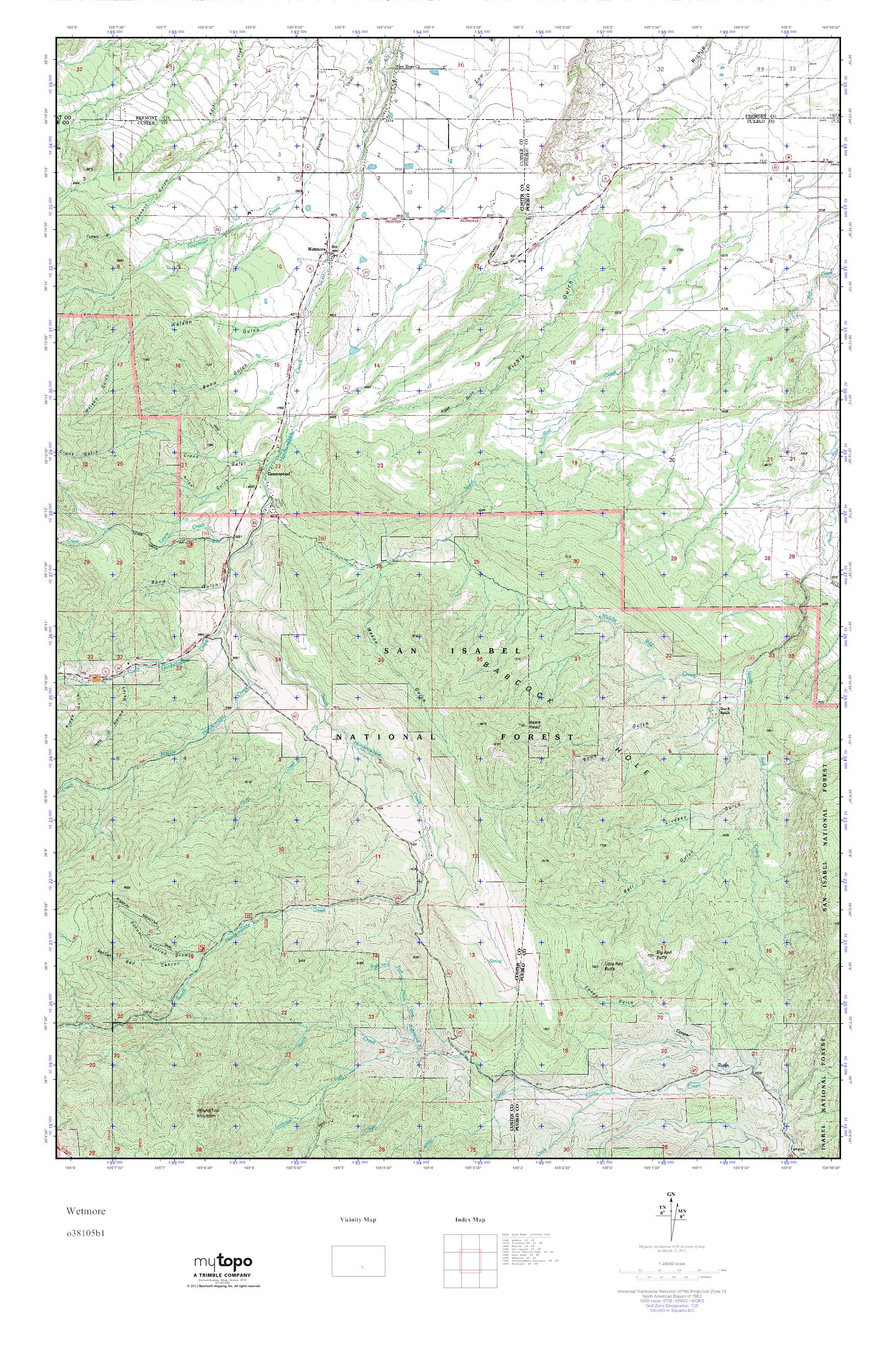 MyTopo Wetmore, Colorado USGS Quad Topo Map