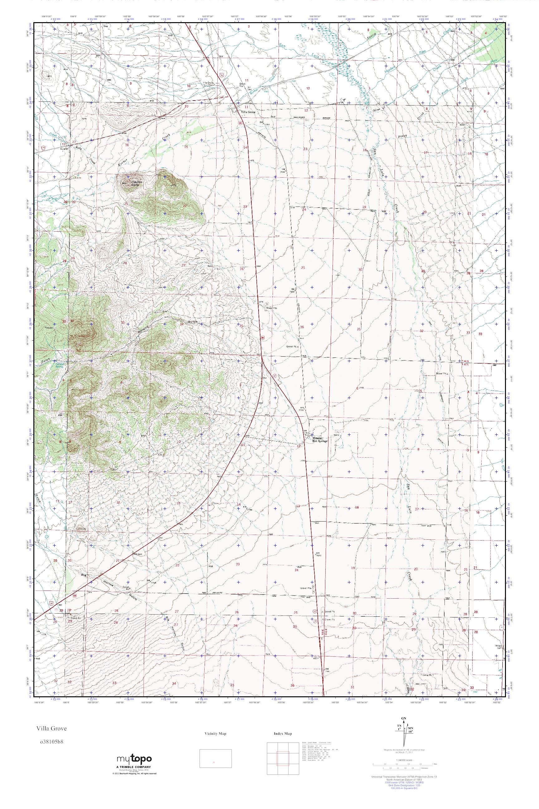 MyTopo Villa Grove, Colorado USGS Quad Topo Map