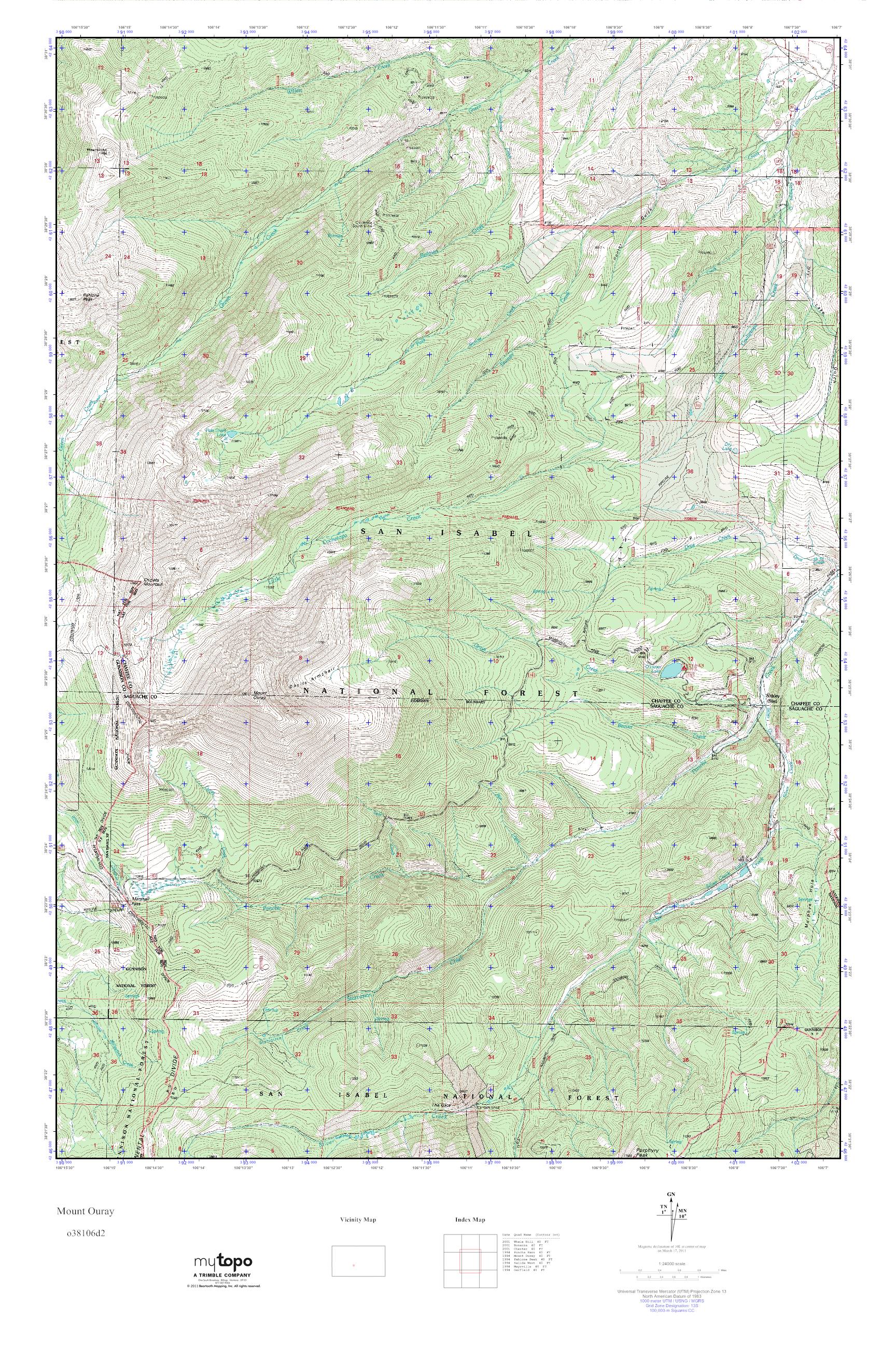MyTopo Mount Ouray, Colorado USGS Quad Topo Map