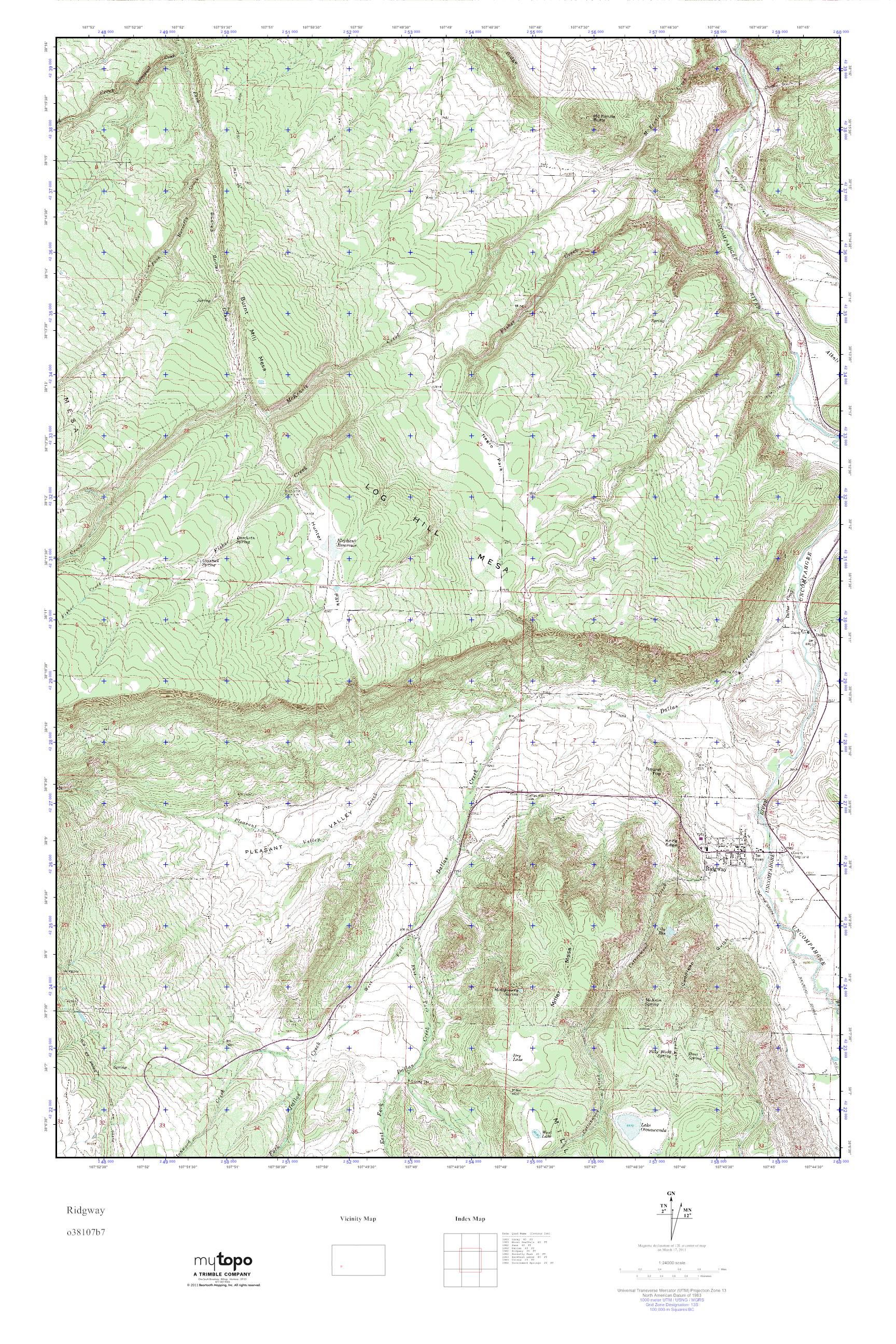 MyTopo Ridgway, Colorado USGS Quad Topo Map