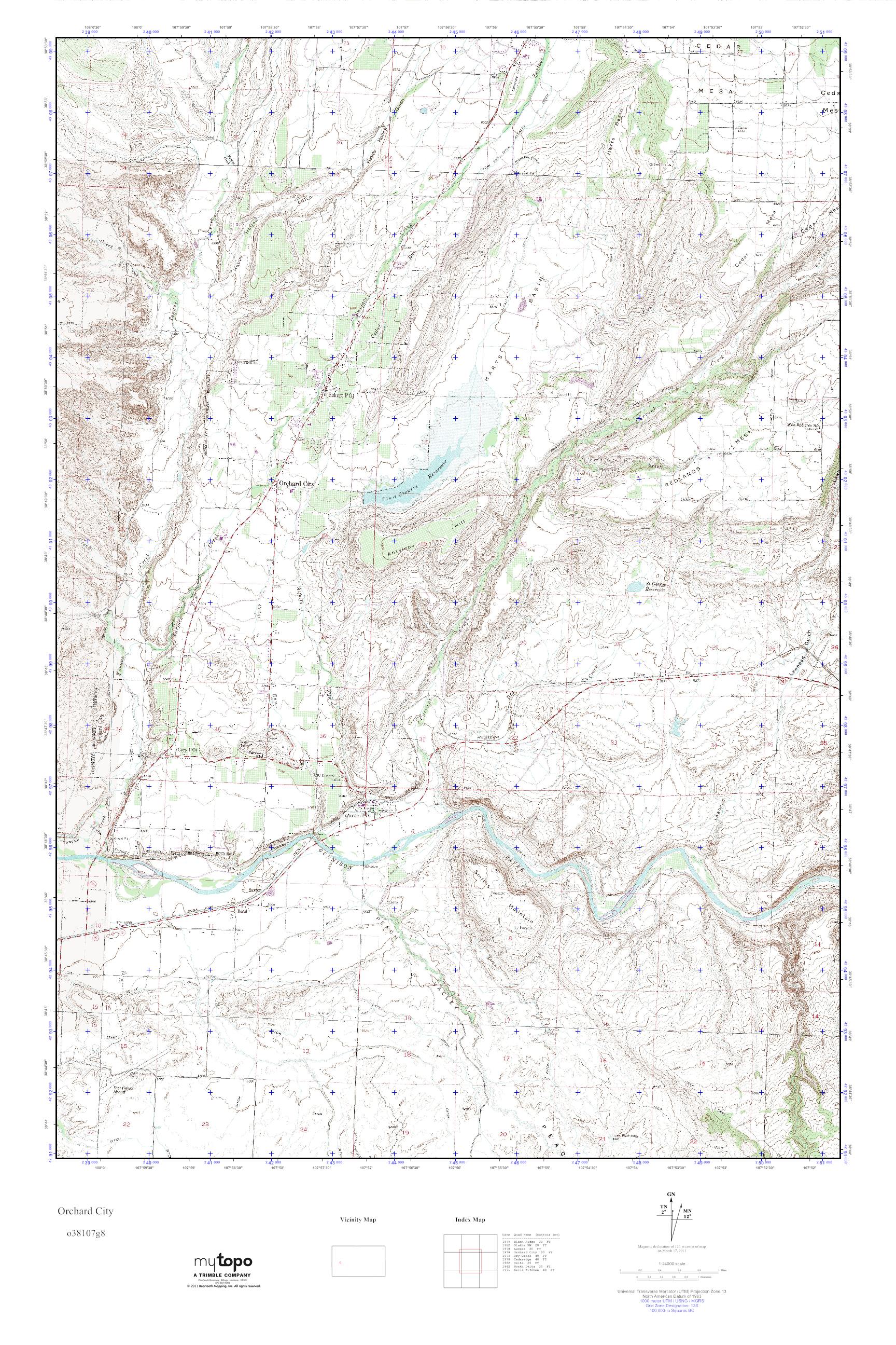 MyTopo Orchard City, Colorado USGS Quad Topo Map